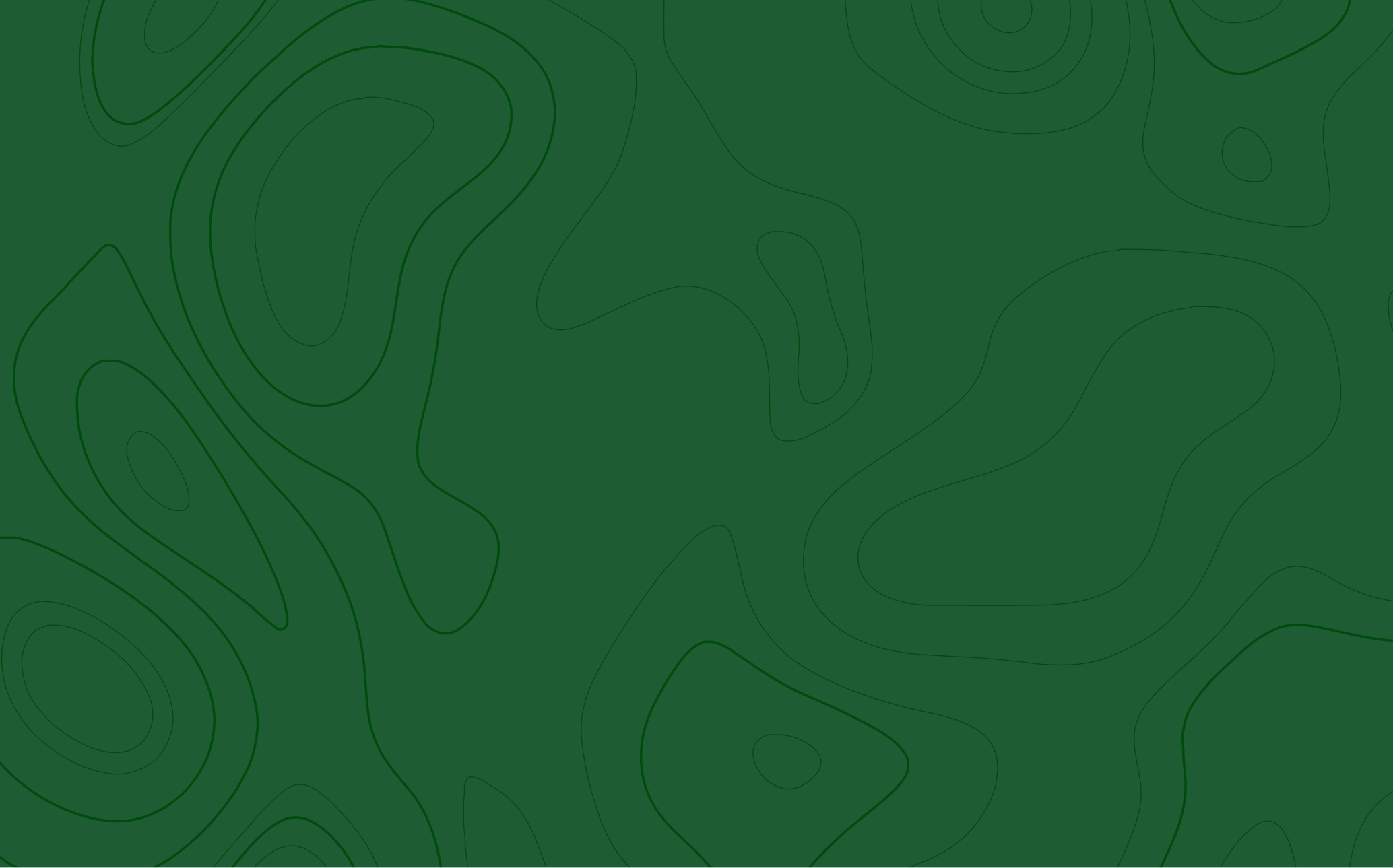 A dark green background with lighter green contour lines resembling a topographic map.