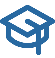 Icon of a graduation cap with the letter G.