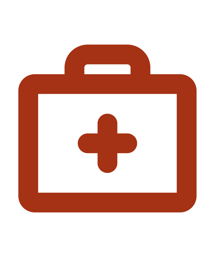 Icon of a red medical kit with a white cross in the center.