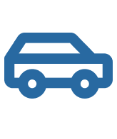 Simple blue icon of a car