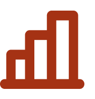 Simplified bar chart with four ascending bars in brown color.