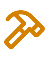 Outline of a hammer in orange color