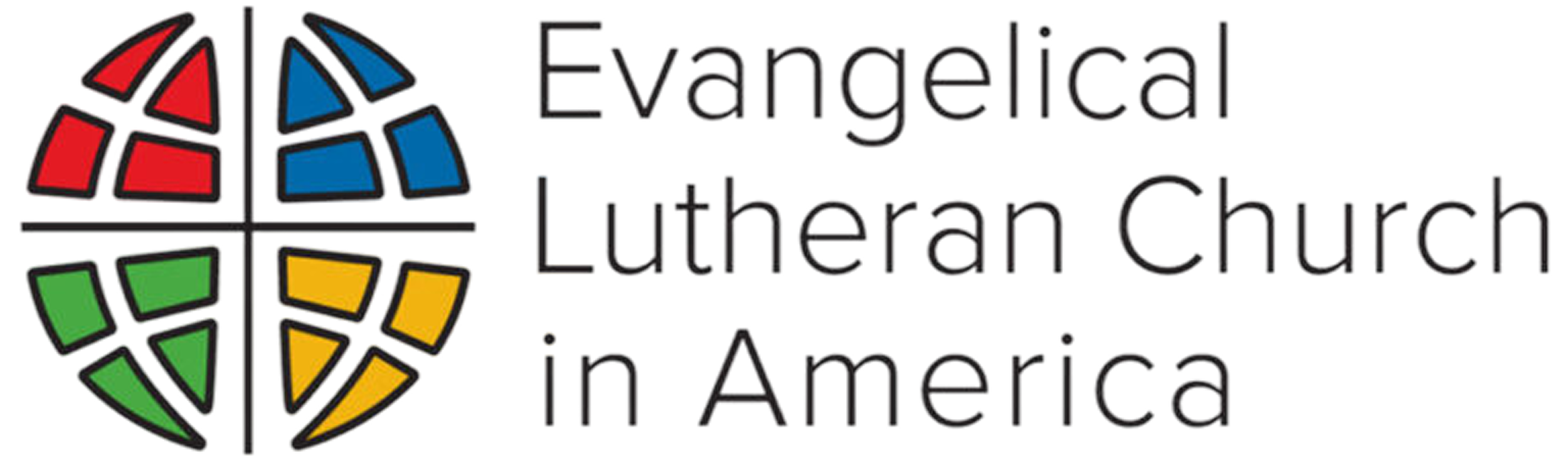 Colorful logo for Evangelical Lutheran Church in America featuring a stylized cross and vibrant geometric shapes.