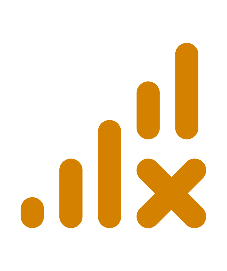 Illustration of a bar graph with four bars, the last bar marked with an 'X'.