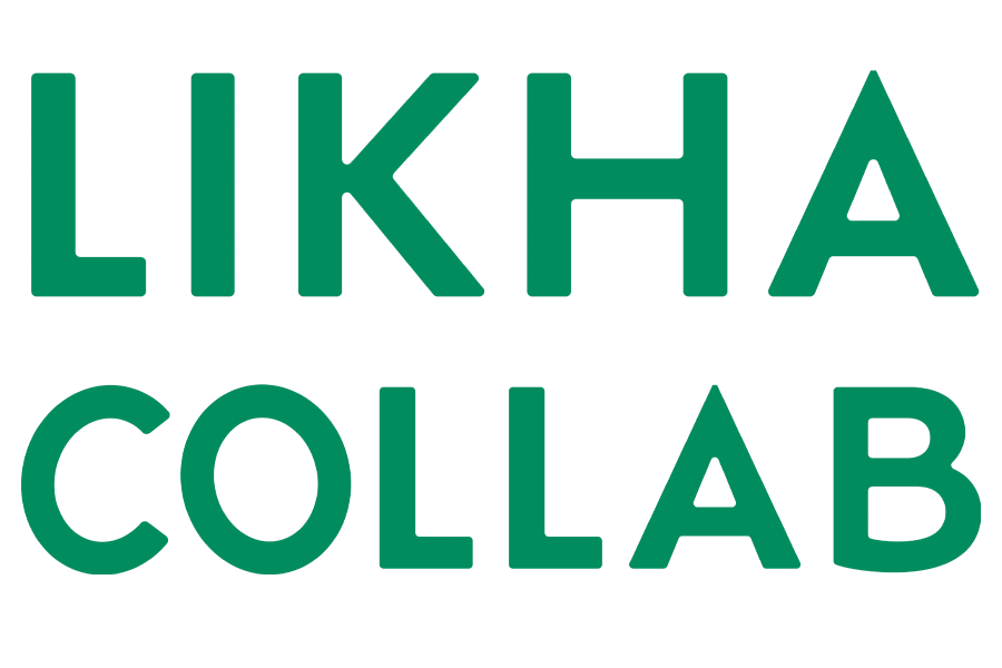 Text graphic with the words 'LIKHA COLLAB' in green capital letters on a black background.