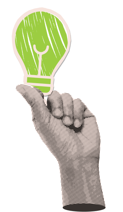 Eine Hand hält eine grüne Glühbirne