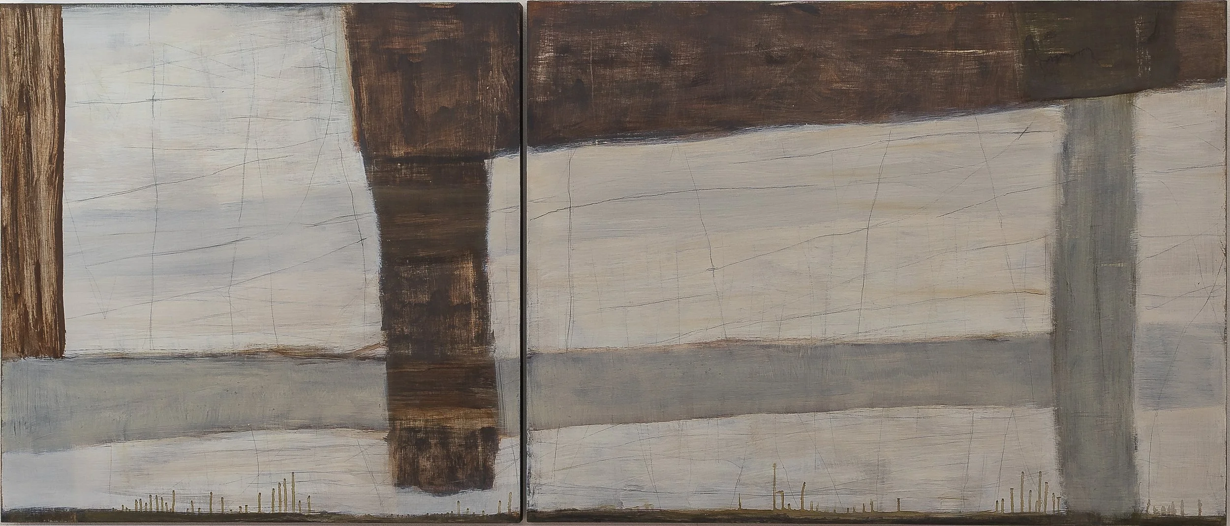 Hokkaido (2024), Oil on Wood Panel, Diptych