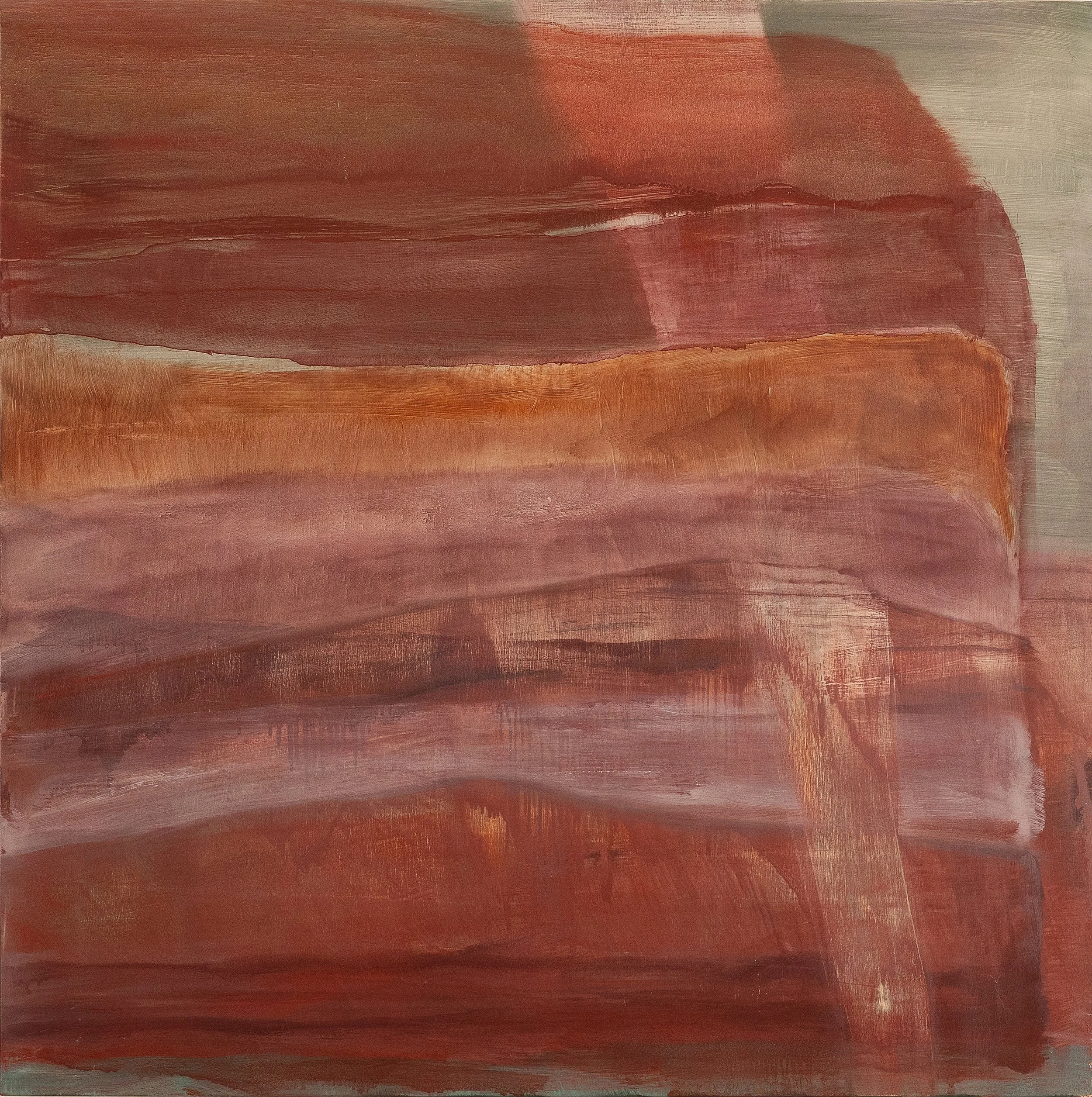 Longing for Red (2023), Oil on Wood, 30" x 30"