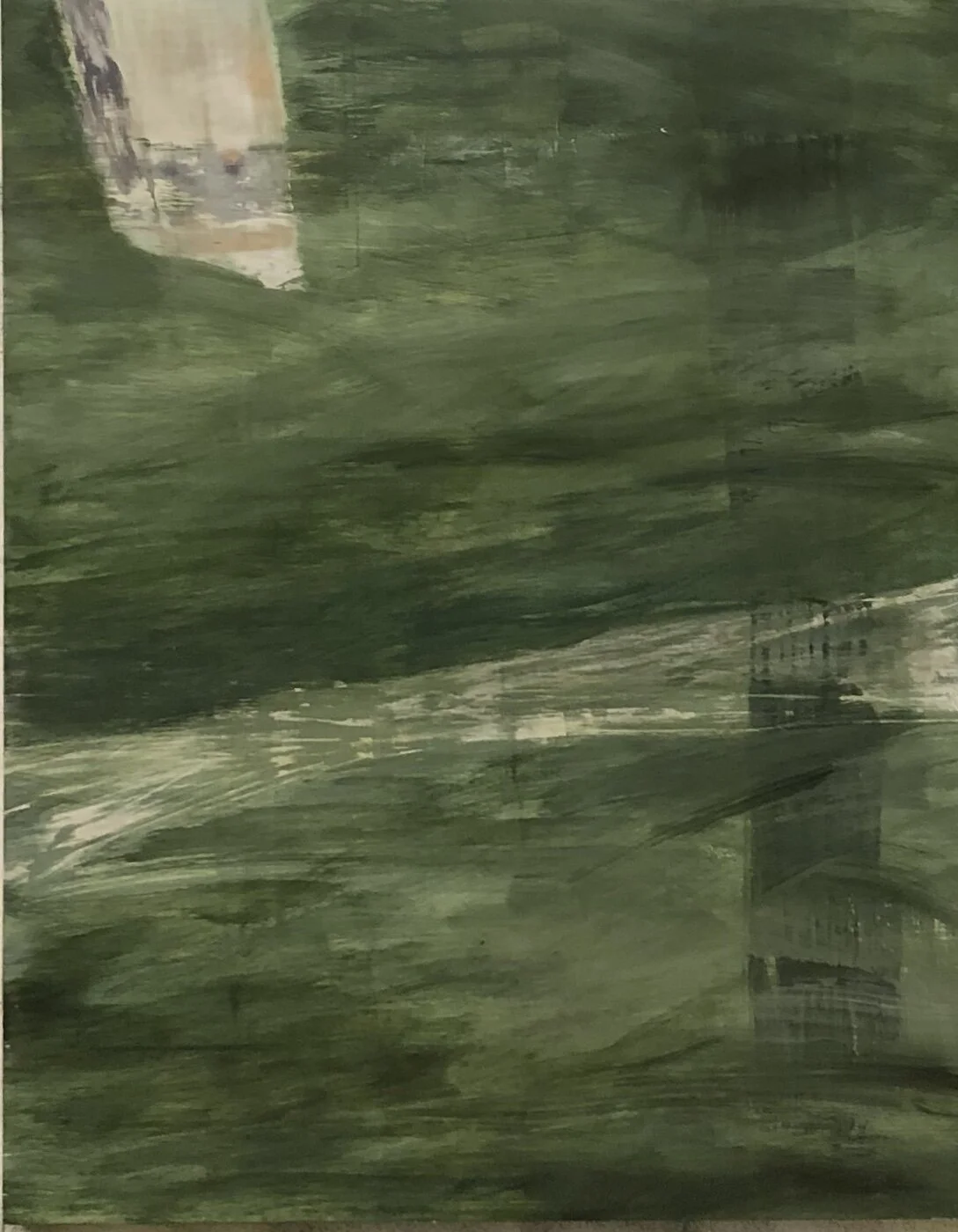 Vertical Green (2019), Oil on Linen, Diptych, 50" x 40"