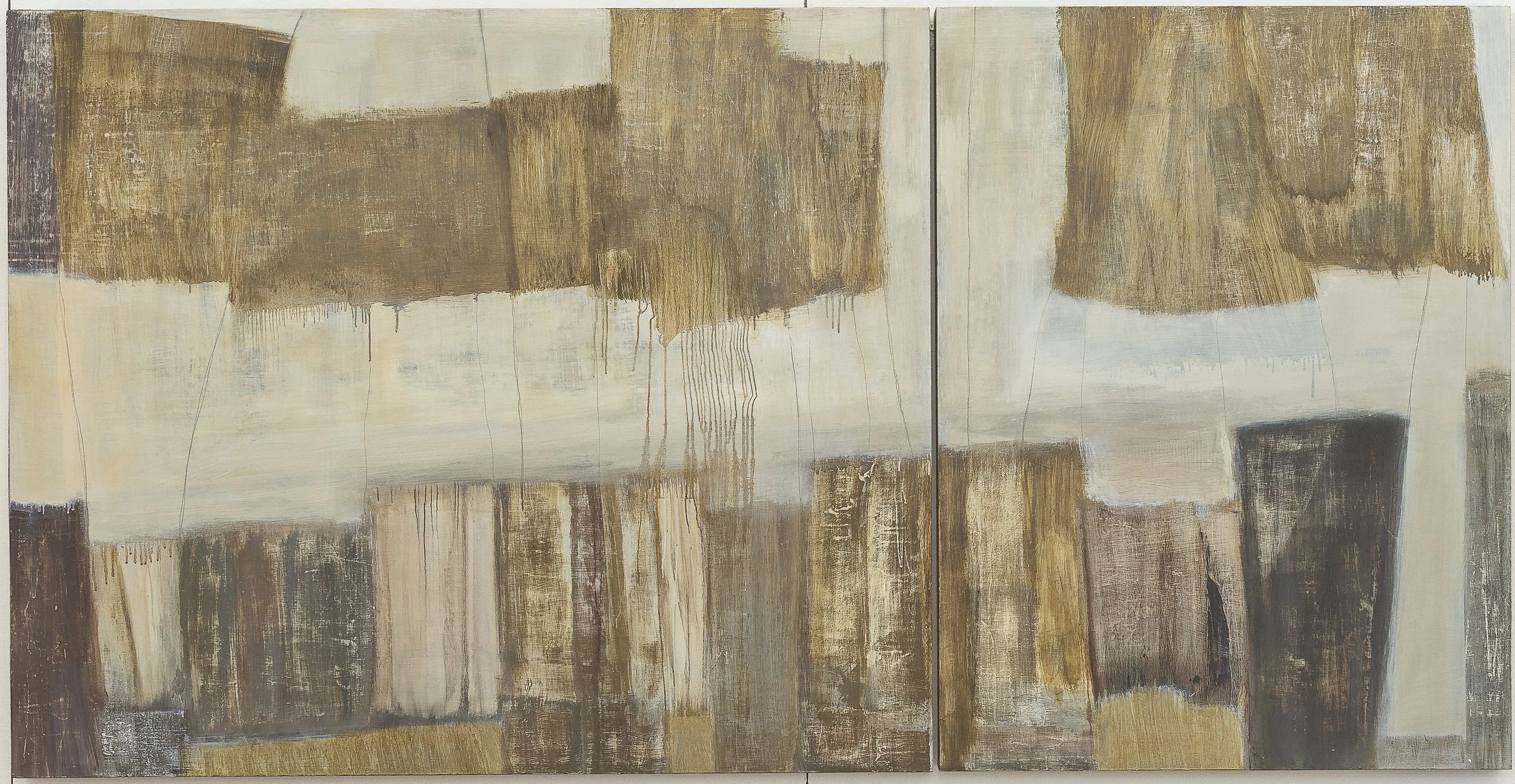 Drawing a Line (2026), Oil on Wood, 40” x 80”