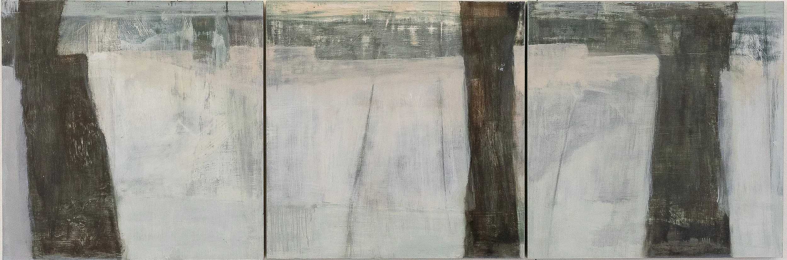 Hokkaido (2023), Oil on Wood, Triptych, 30" x 120" 