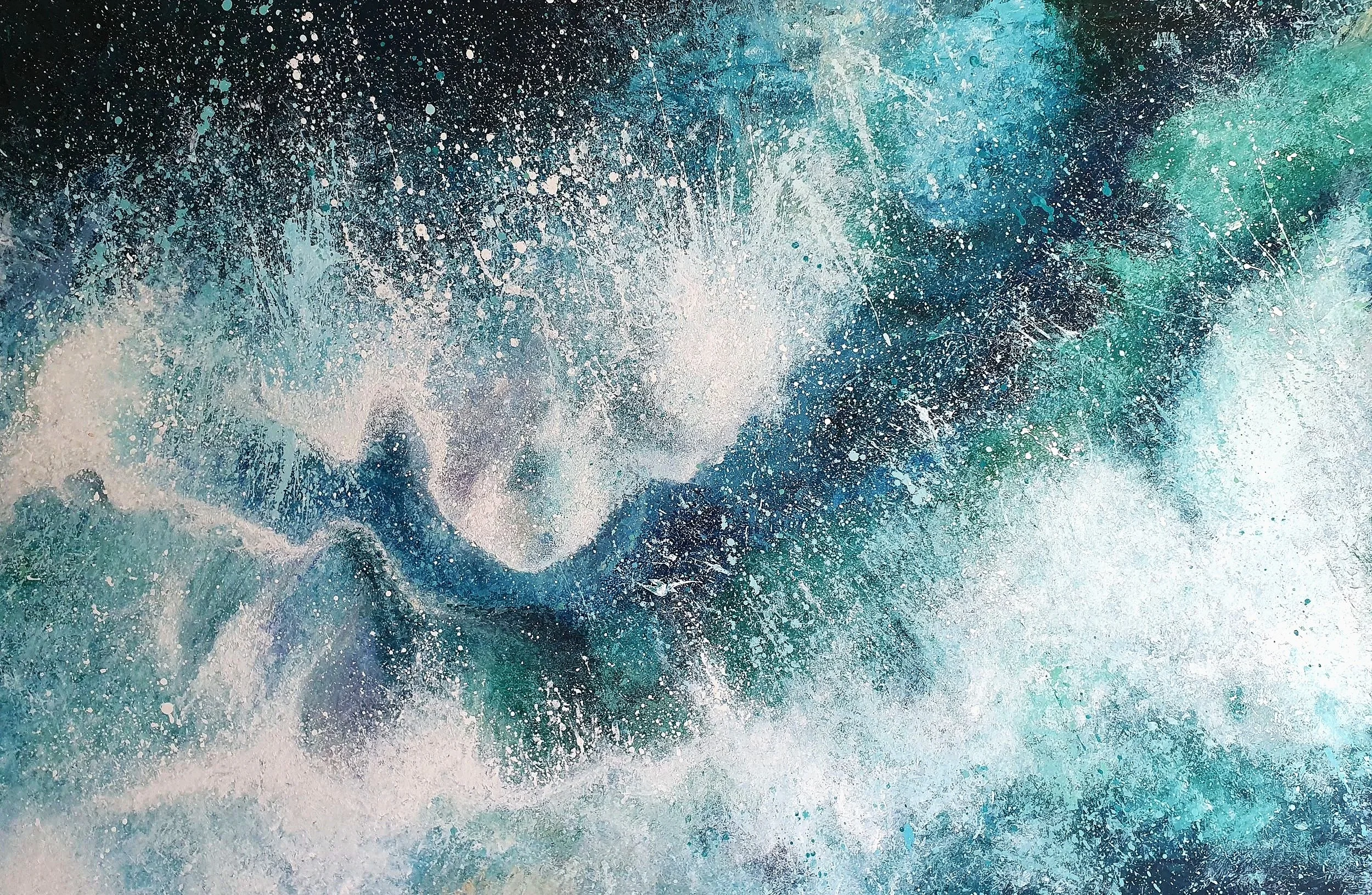 Abstract seascape painting inspired by the Devon coastline.
