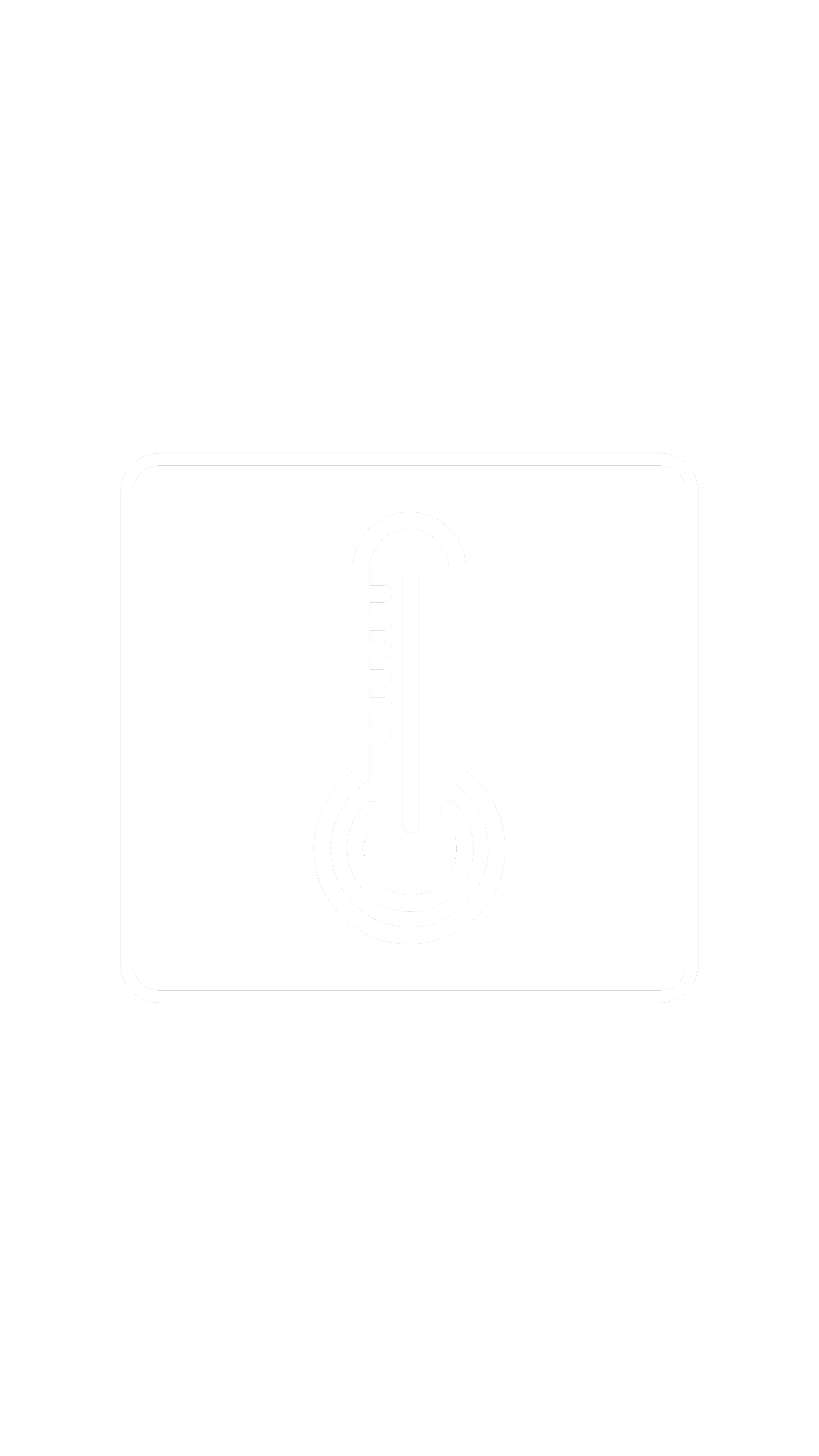Black background with a white outline of a square sign featuring a thermometer icon indicating high temperature.