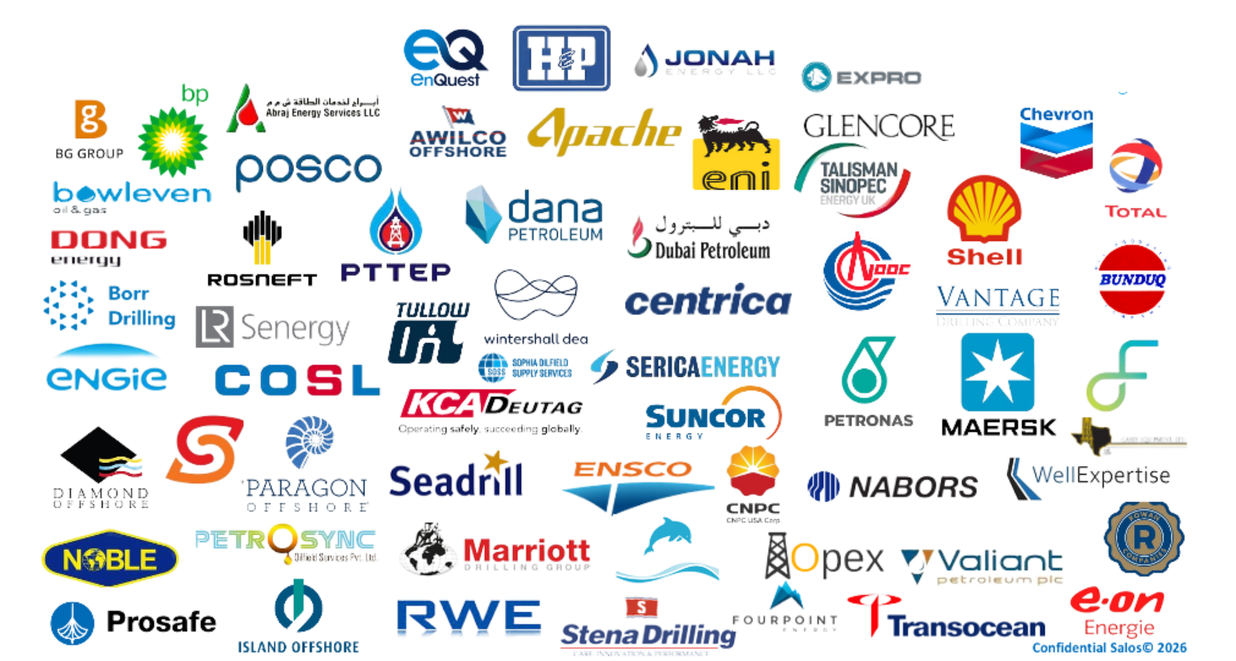 Collage of various energy company logos and branding.