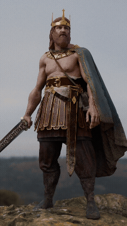 3D turnaround of King Arthur design, character concept art for King project