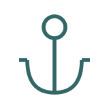 Minimalistisches Anker-Icon in Petrol für Coaching-Website – steht für innere Stabilität und Halt für Führungskräfte