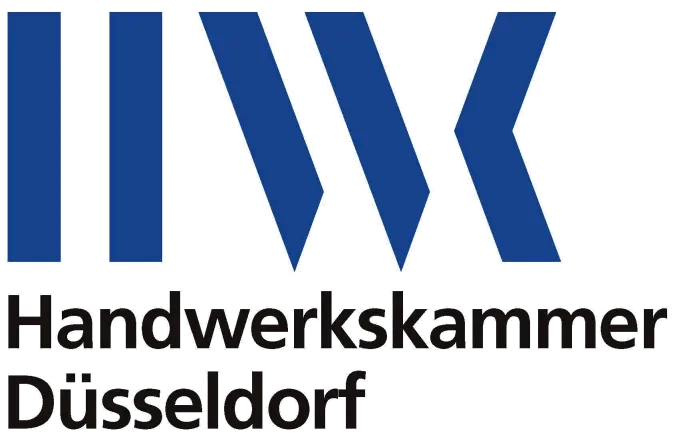 Logo der Handwerkskammer Düsseldorf, bestehend aus den blauen Buchstaben 'IHK' und schwarzem Text darunter.