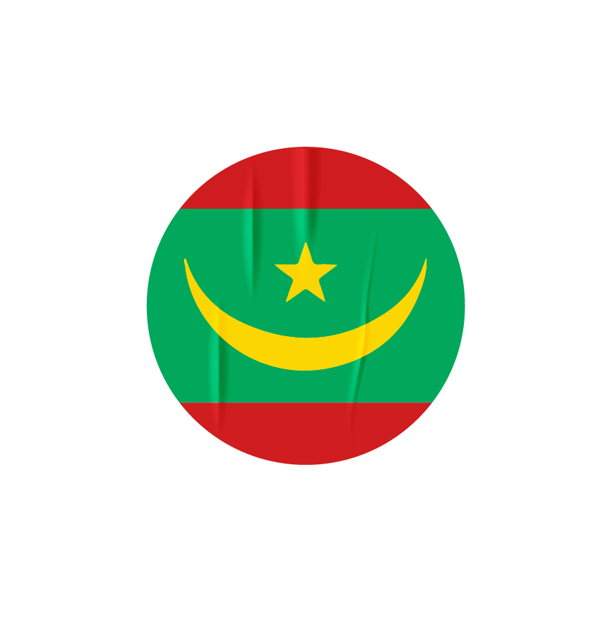 Logo rond avec un fond vert, une bande rouge en haut et en bas, une étoile et une lune jaunes au centre.