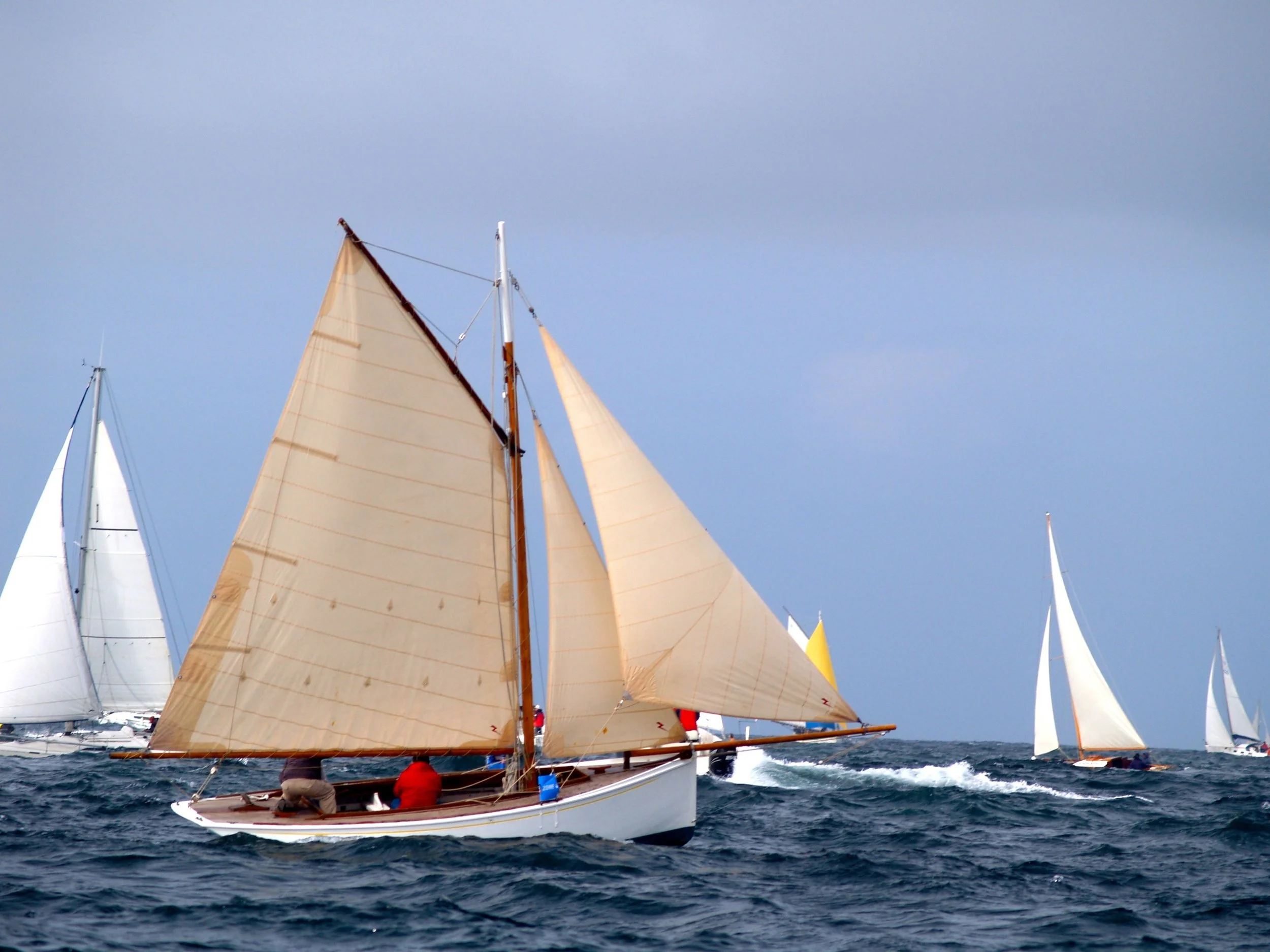 Voiliers naviguant sur la mer par une journée ensoleillée.