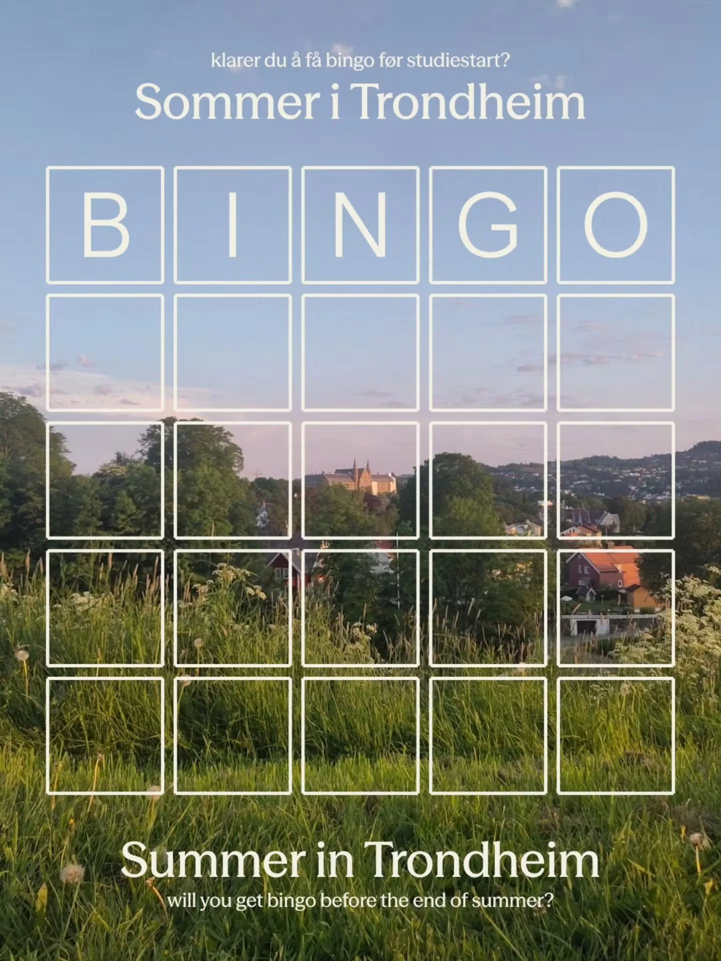 Vi har samlet v&aring;re beste tips til sommeraktiviteter i Trondheim 🌞

F&aring;r du bingo i l&oslash;pet av sommeren?
_______________

We've gathered our favourite summer activities in Trondheim 🌞

Will you get bingo this summer?

Vi har samlet v