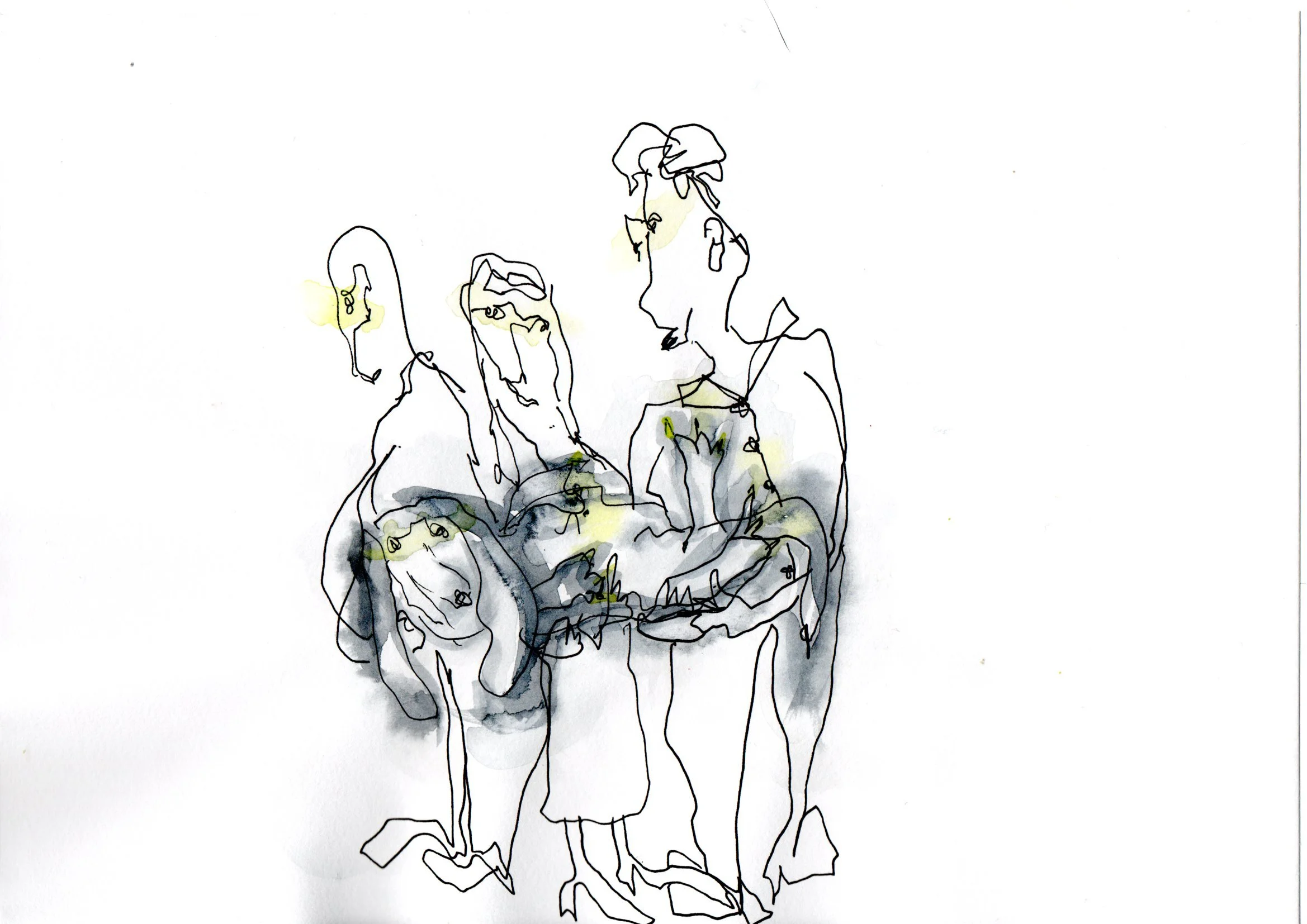 Black dog death, paradigm shift. Ugly Club.
watercolour & ink