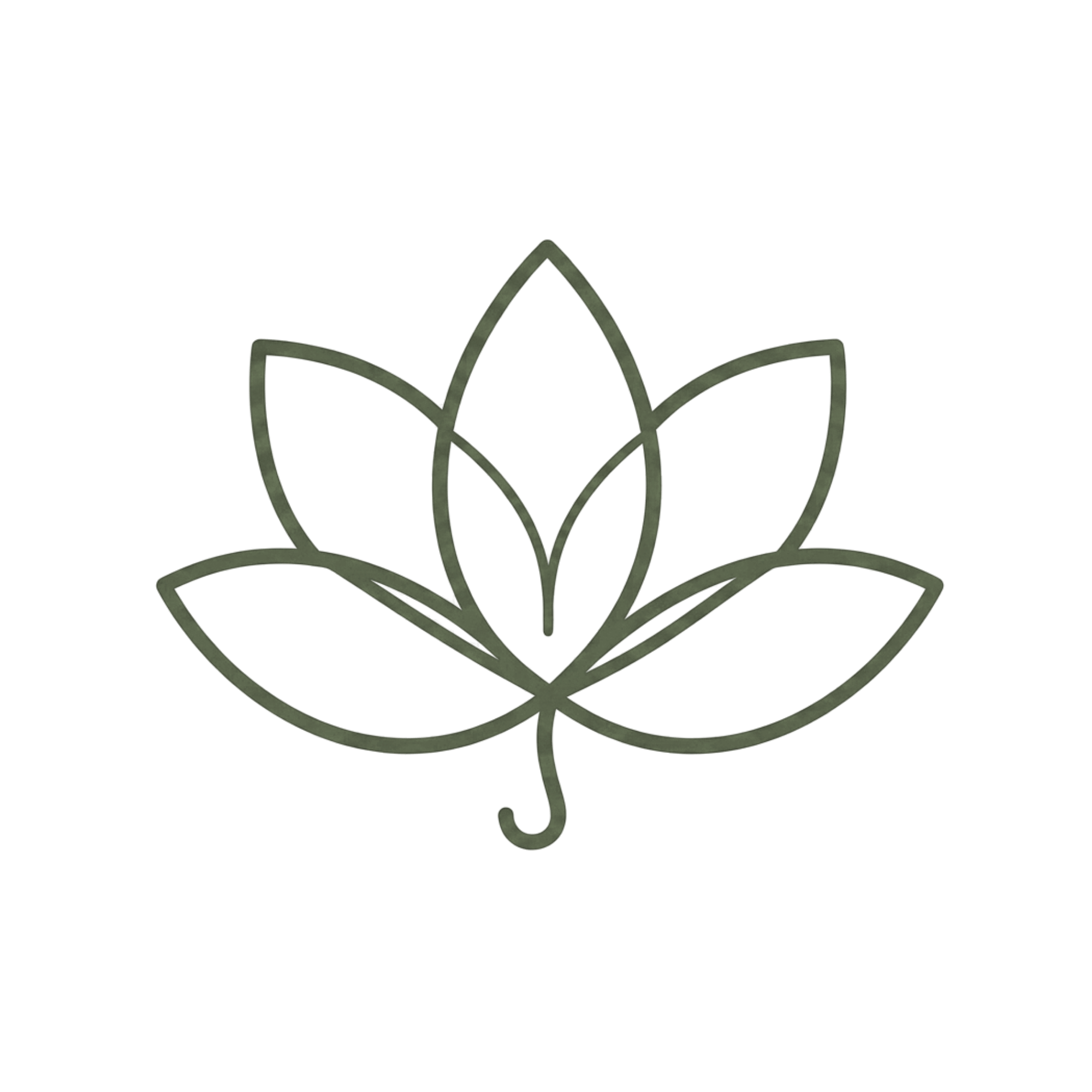 A minimalist line drawing of a flower with five petals on a black background.