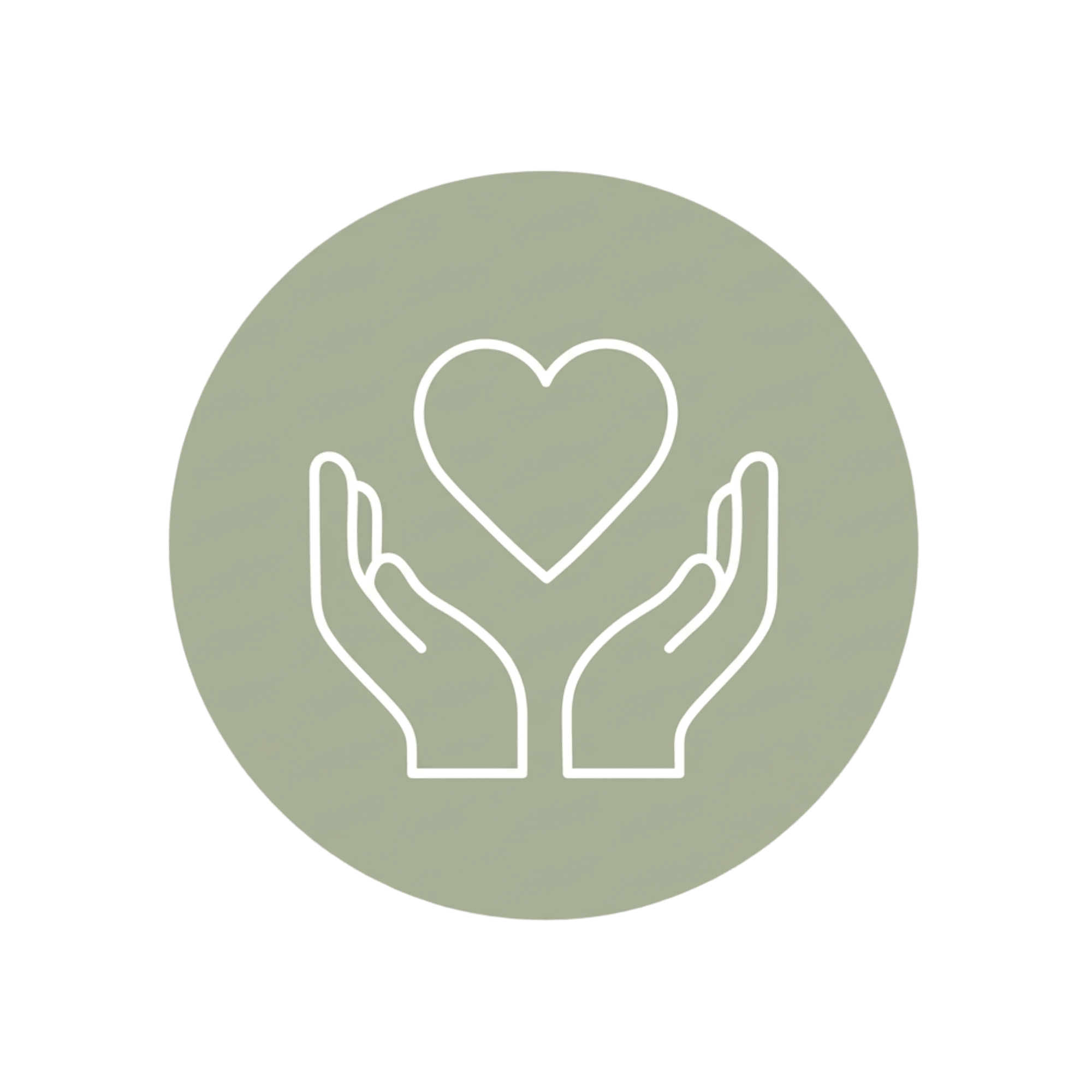 Illustration of a pair of hands holding a heart with a stethoscope around it on a circular background.