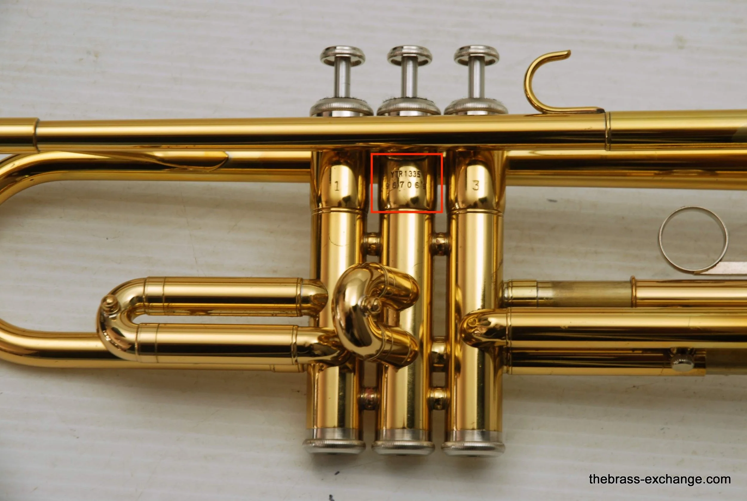 Serial number on a Yamaha trumpet