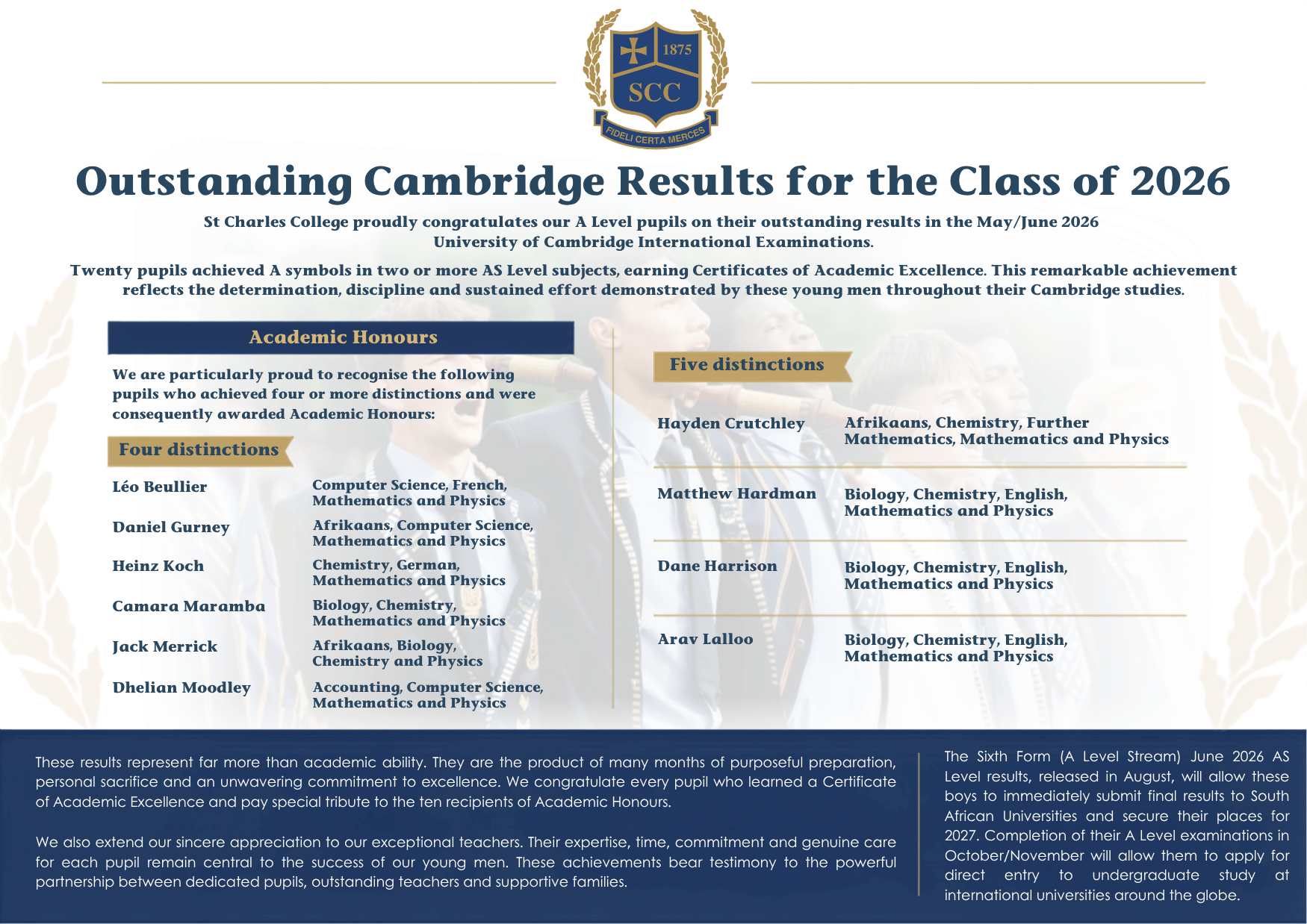 Outstanding Cambridge Results for the Class of 2026