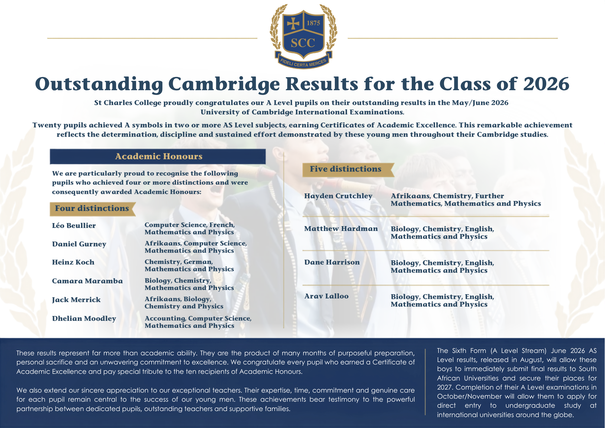 Outstanding Cambridge Results for the Class of 2026