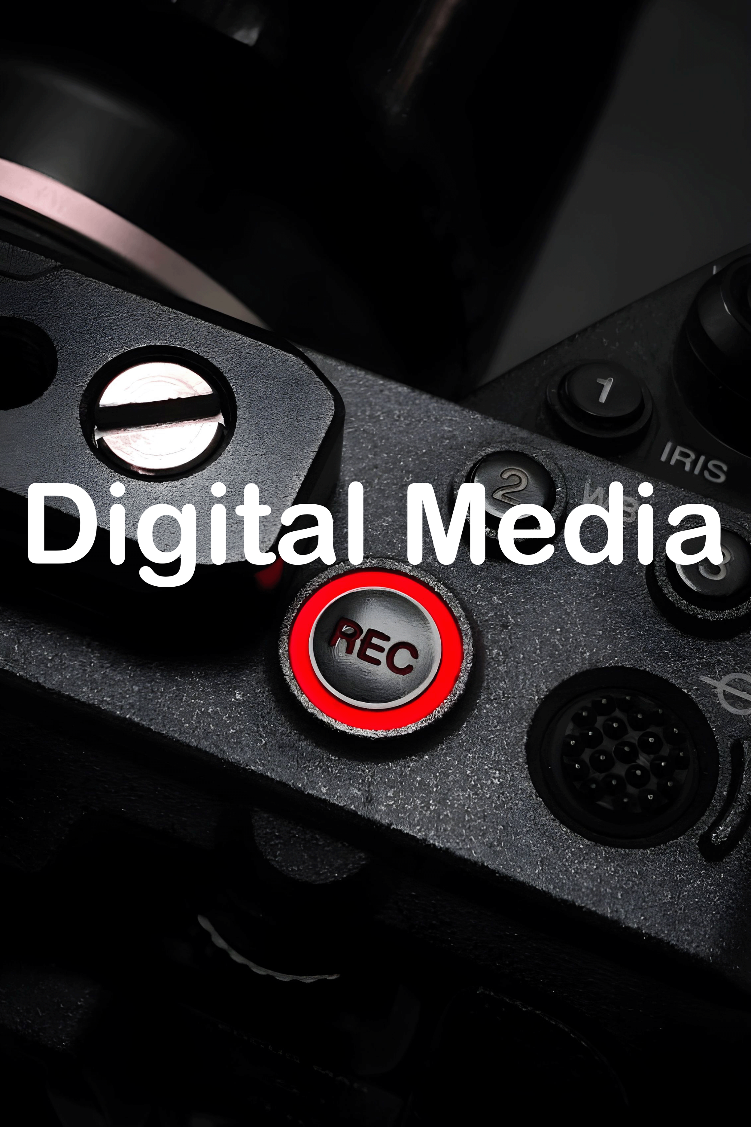 Close-up of an audio recording equipment control panel with a prominent red REC button, volume knobs, and input ports on a black textured surface.