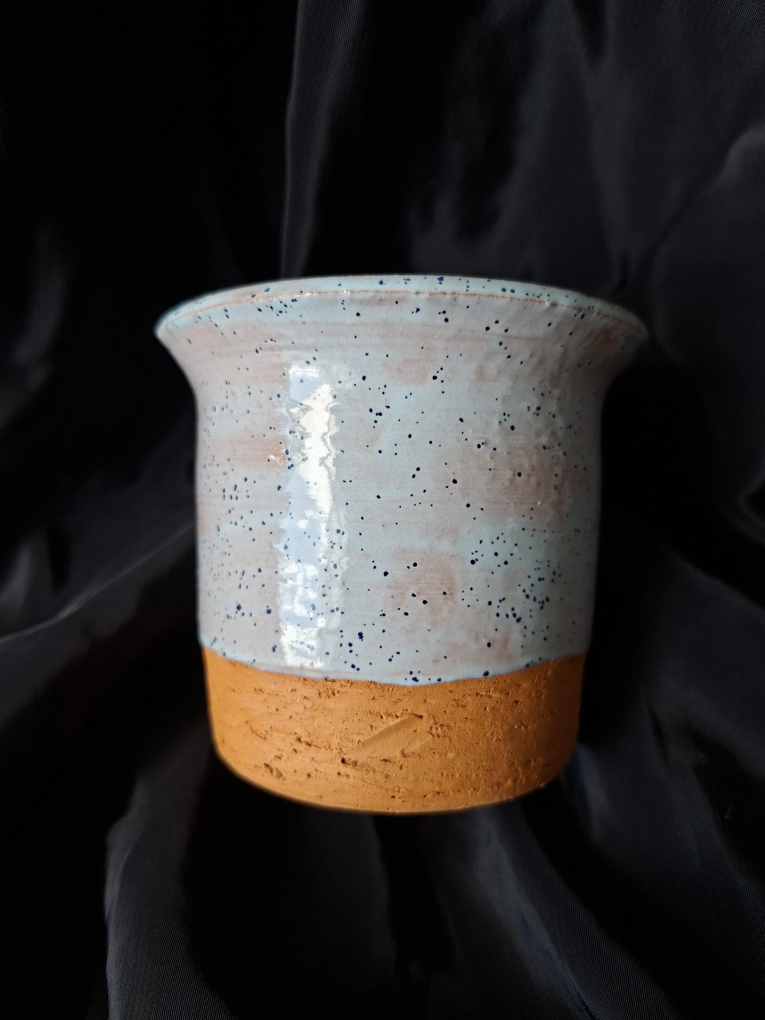 Blue wash plant pot