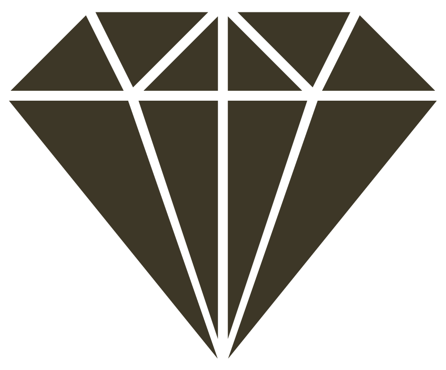Gem Construction Logo in Black, geometric facets and lines.