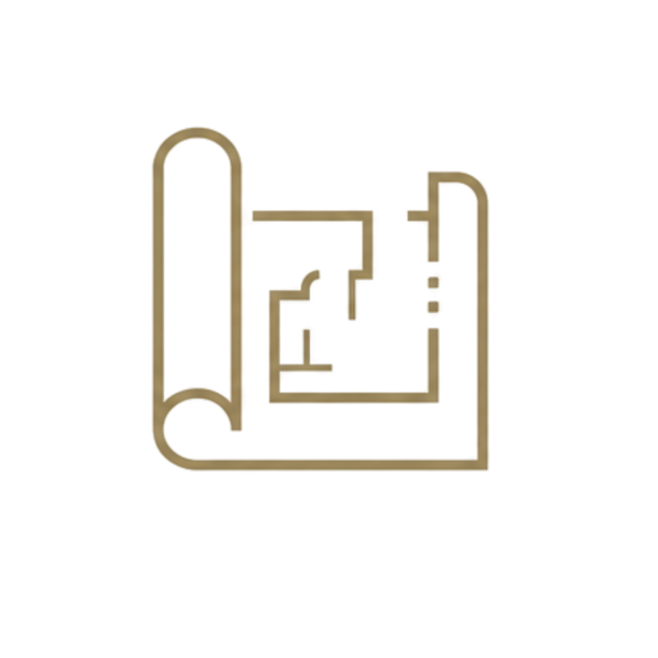 A floor plan with various sections highlighted in red, yellow, and blue, depicting the layout of a building or space.