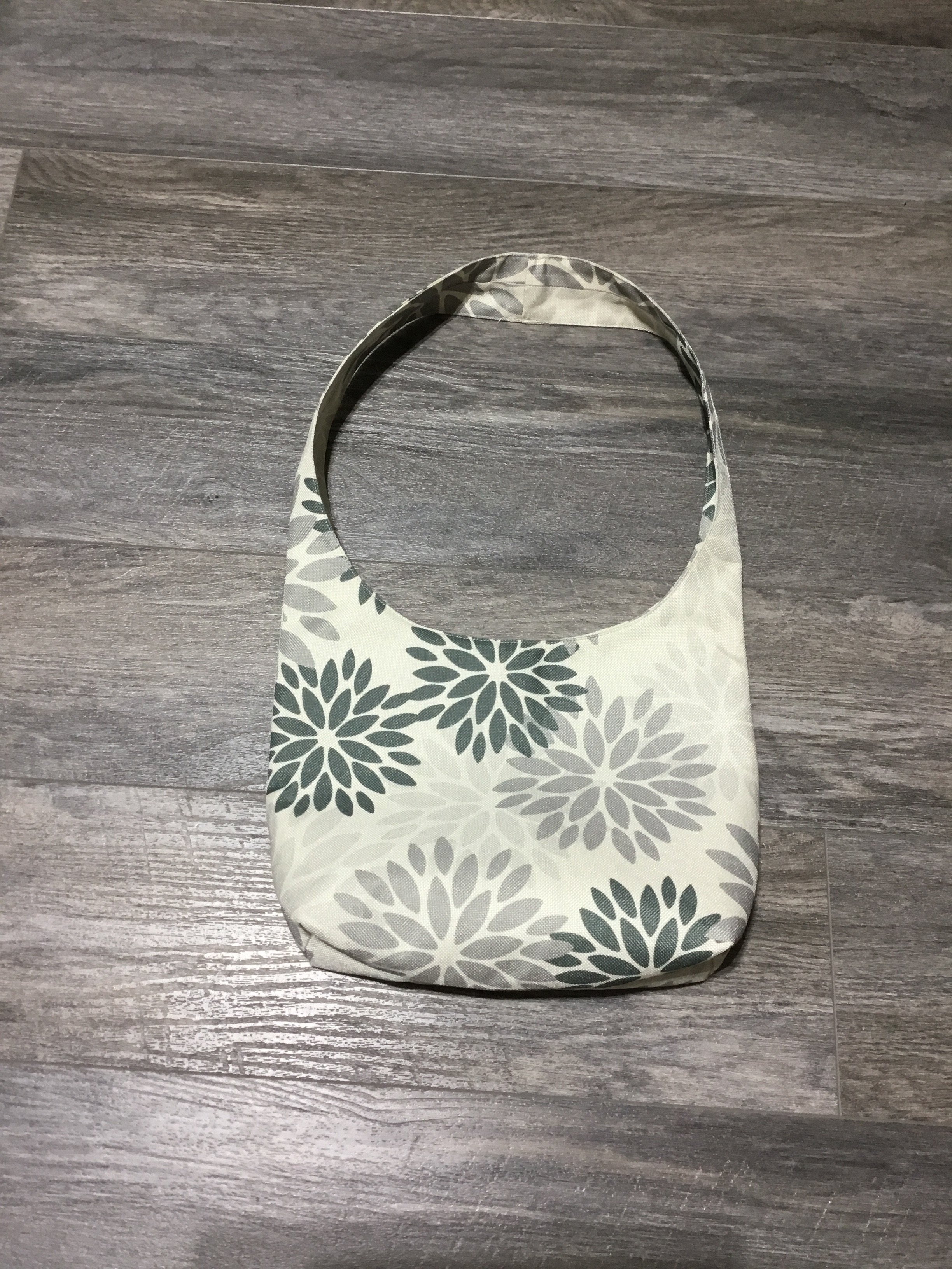 Gray Dahlia Hobo Bag