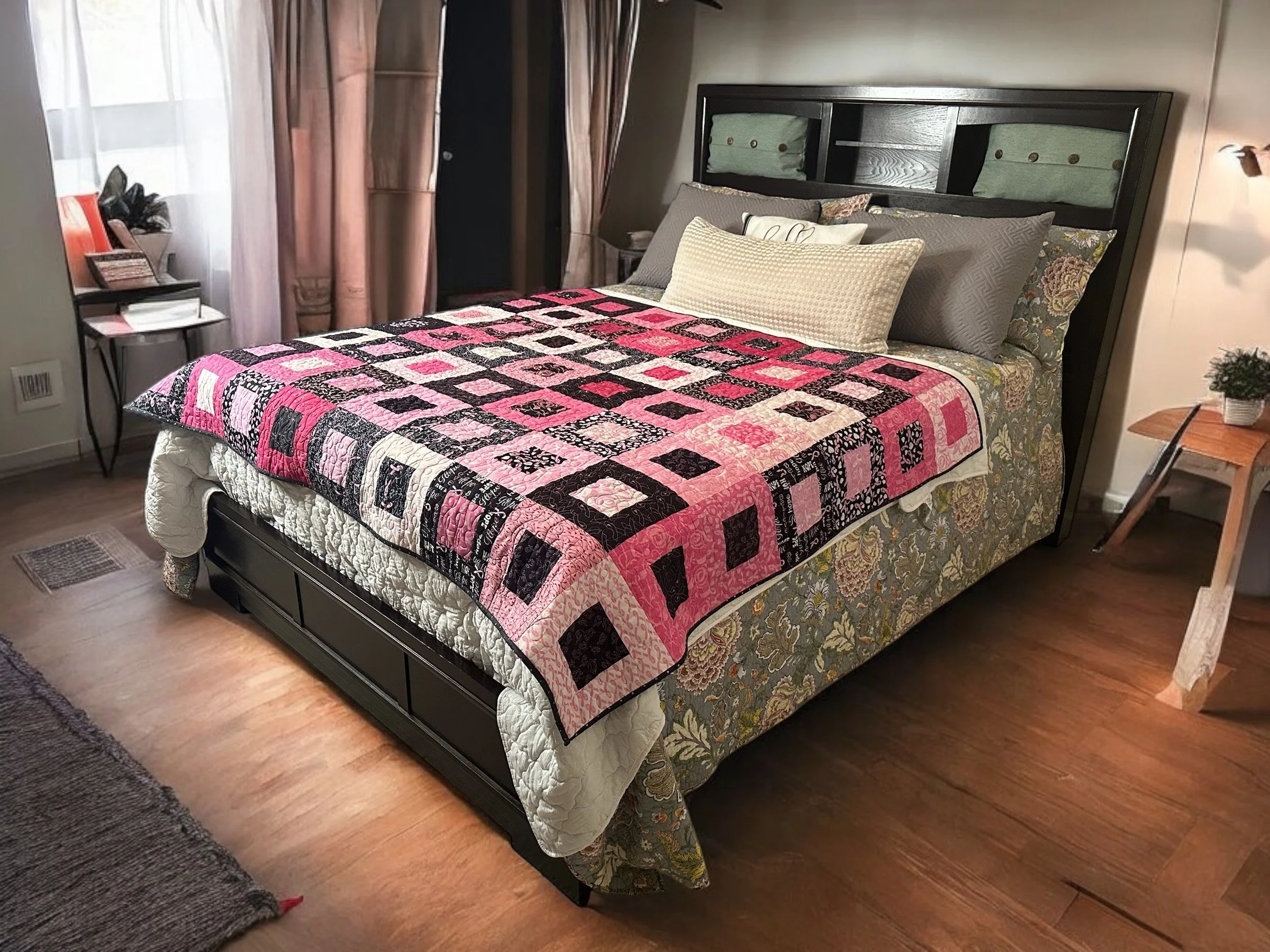 60" × 74"     Hope & Heart Breast Cancer Awareness Quilt