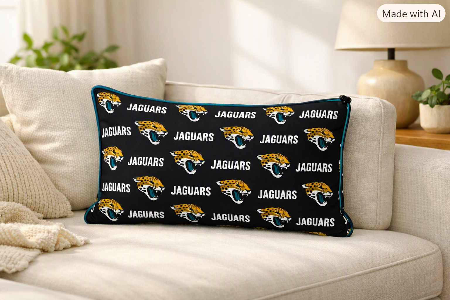 Teal Game Day Accent Pillow