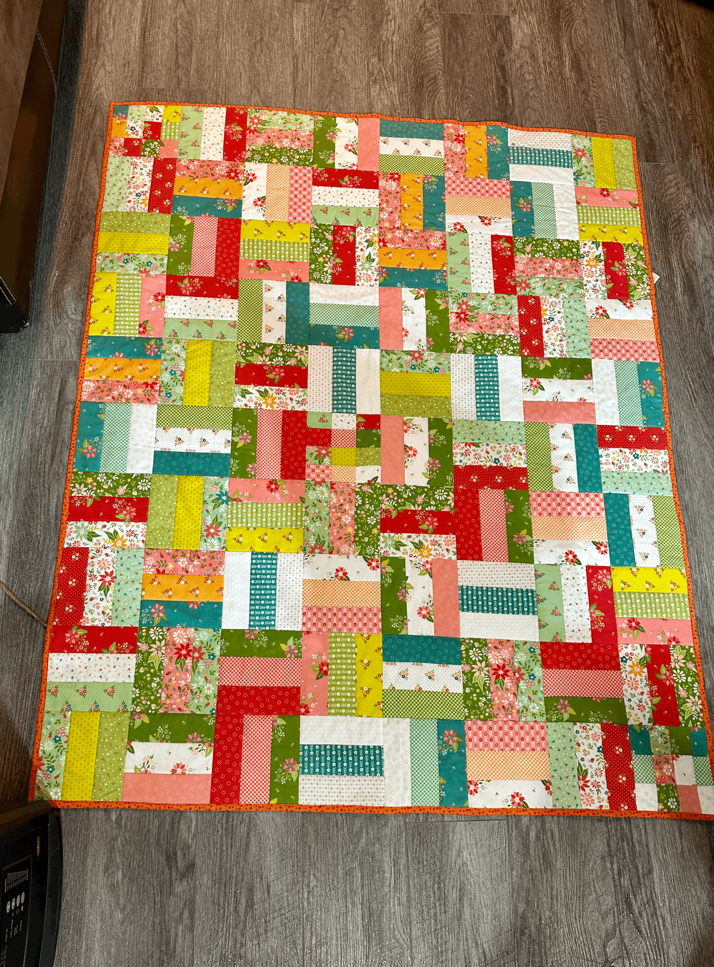 48" x 58" Rail Fence Red Quilt
