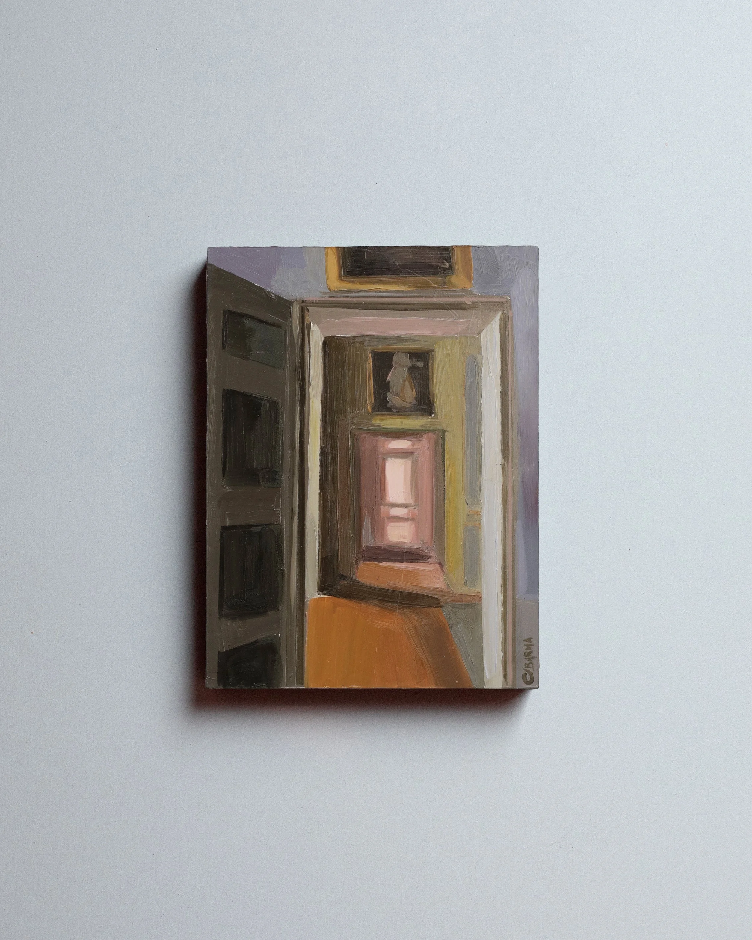 30 - La porte rose   |  Huile sur bois  | 24 x 18 cm  |  Vendu 