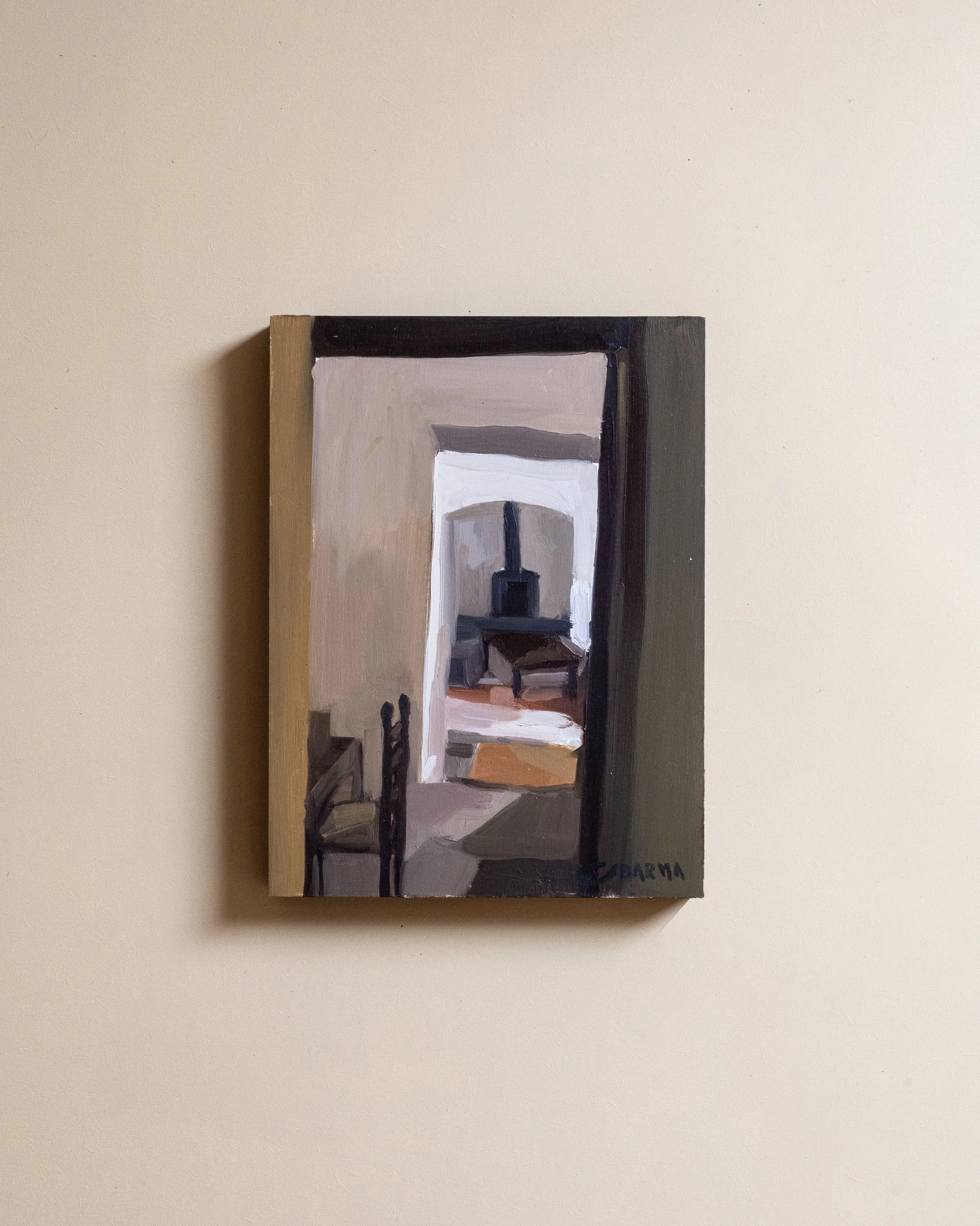 04 - A pas feutrés   |  Huile sur bois  | 24 x 18 cm  |  Vendu 