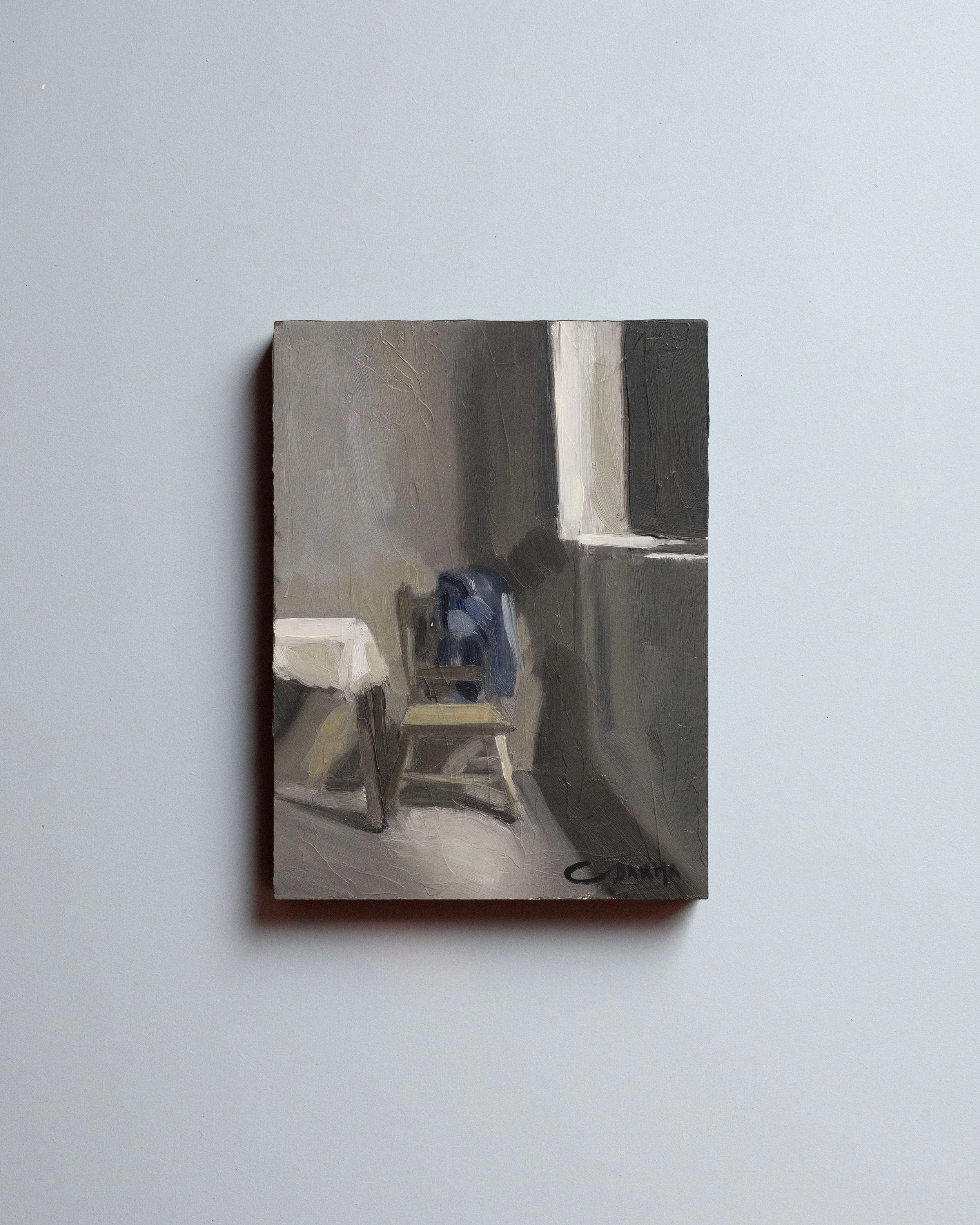 01 - Attente en silence  |  Huile sur bois  | 24 x 18 cm  |  Vendu 