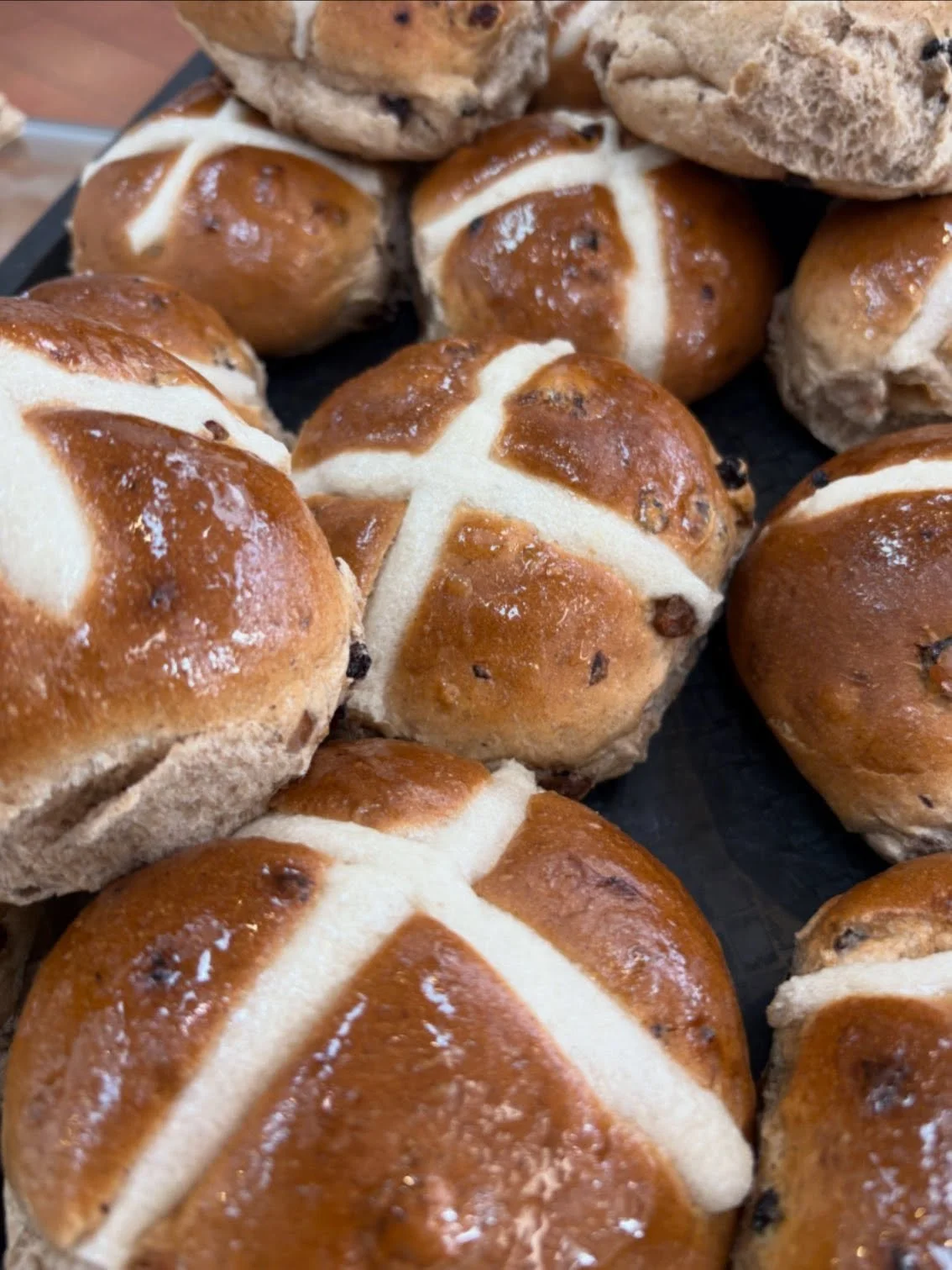 They&rsquo;re back and pre-orders are still open! 
Sweetly spiced sticky cross buns for Easter. Loukas&rsquo; recipe baking since 1993.  Send us a message or pop in to order so you don&rsquo;t miss out.