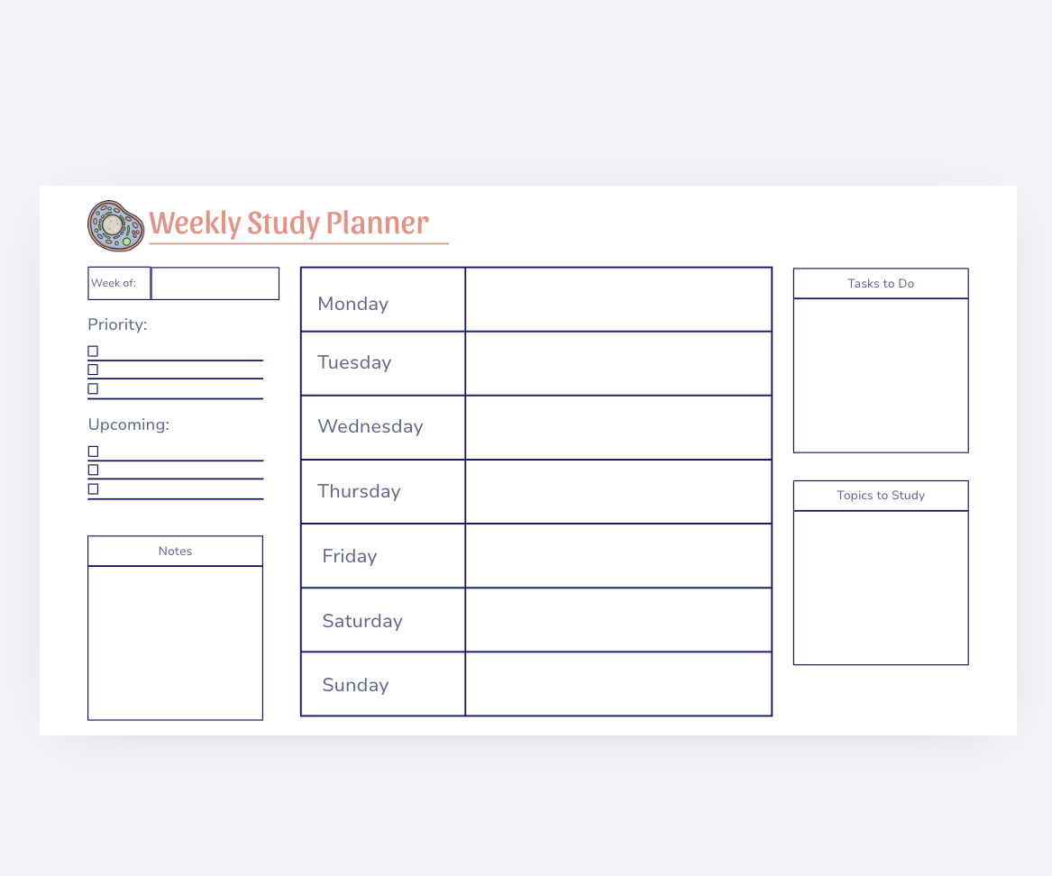 Classic Weekly Study Planner