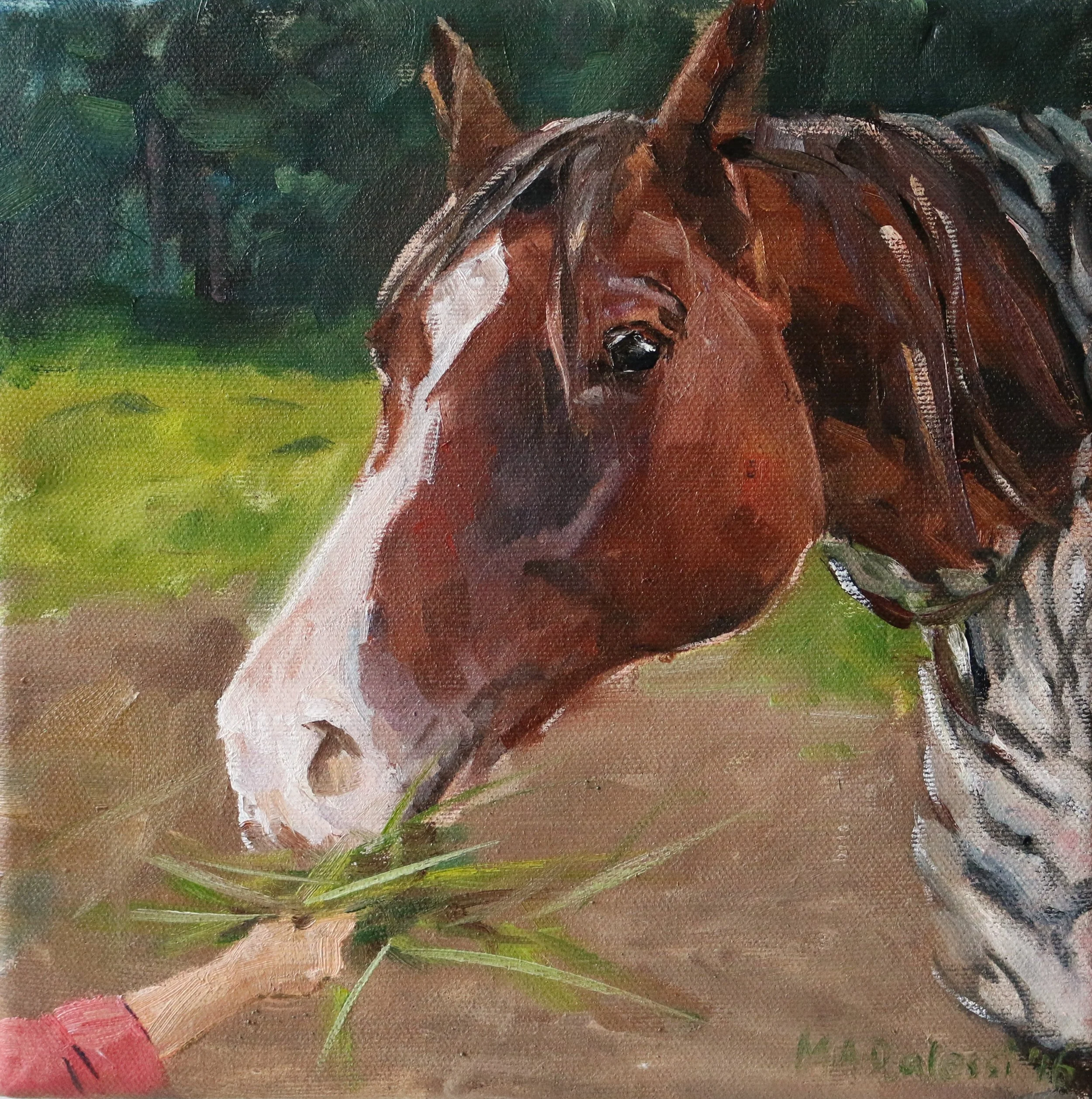 "Fresh grass", 20x20 cm, oil on canvas