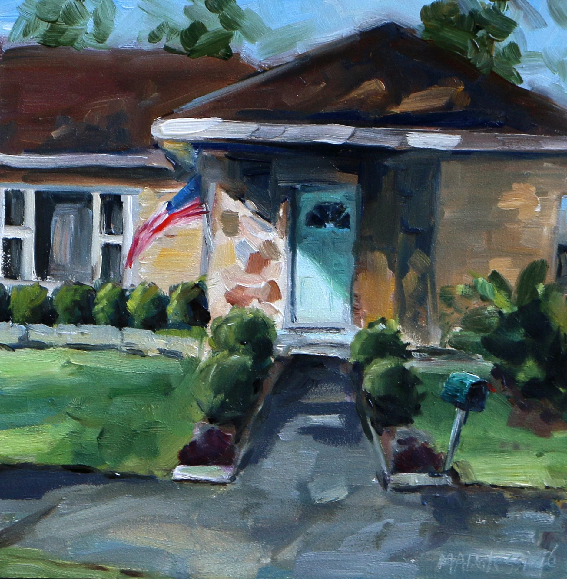 "Texas house in the Heights 2", 15x15 cm, oil on panel