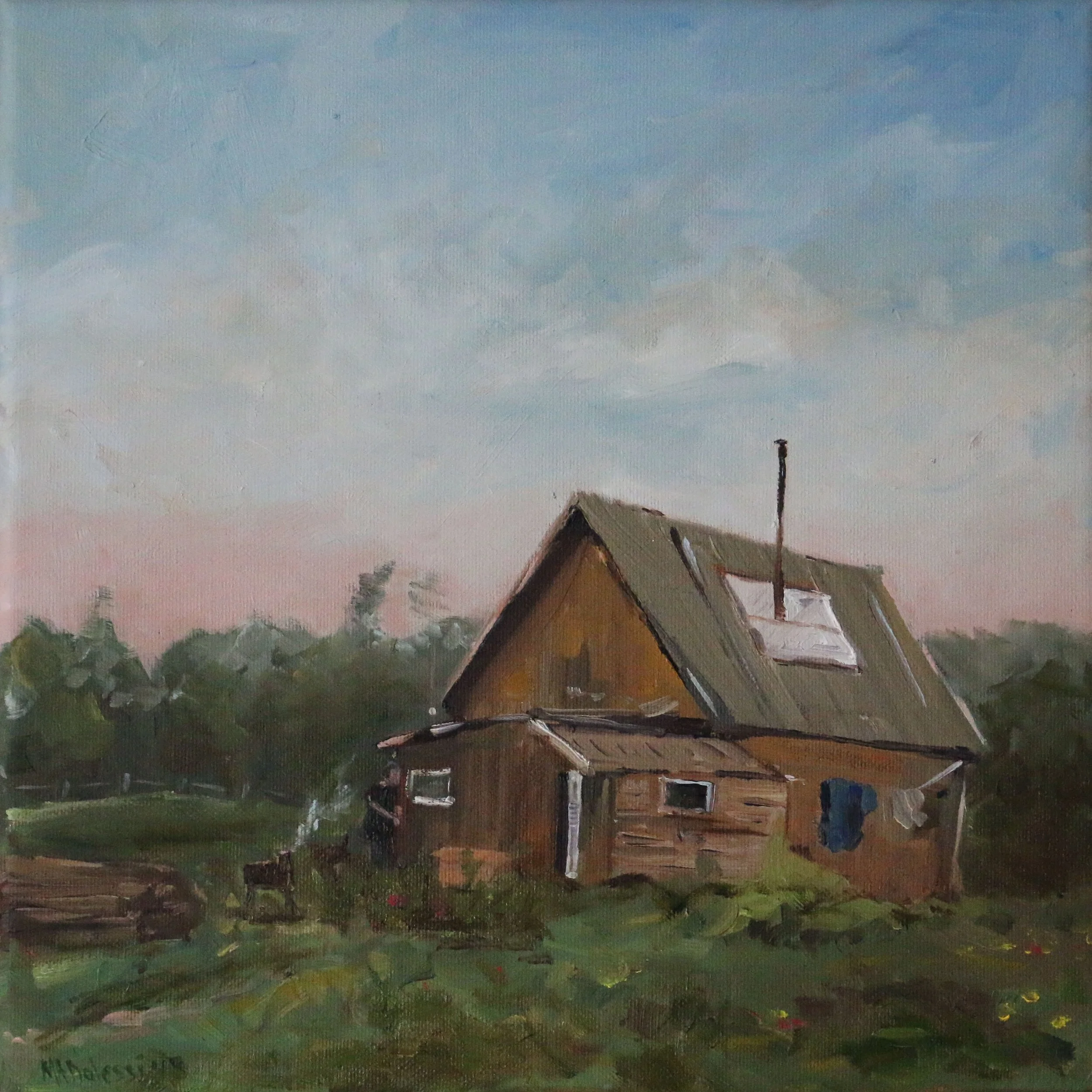 "Russian datcha", 30x39 cm, oil on canvas
