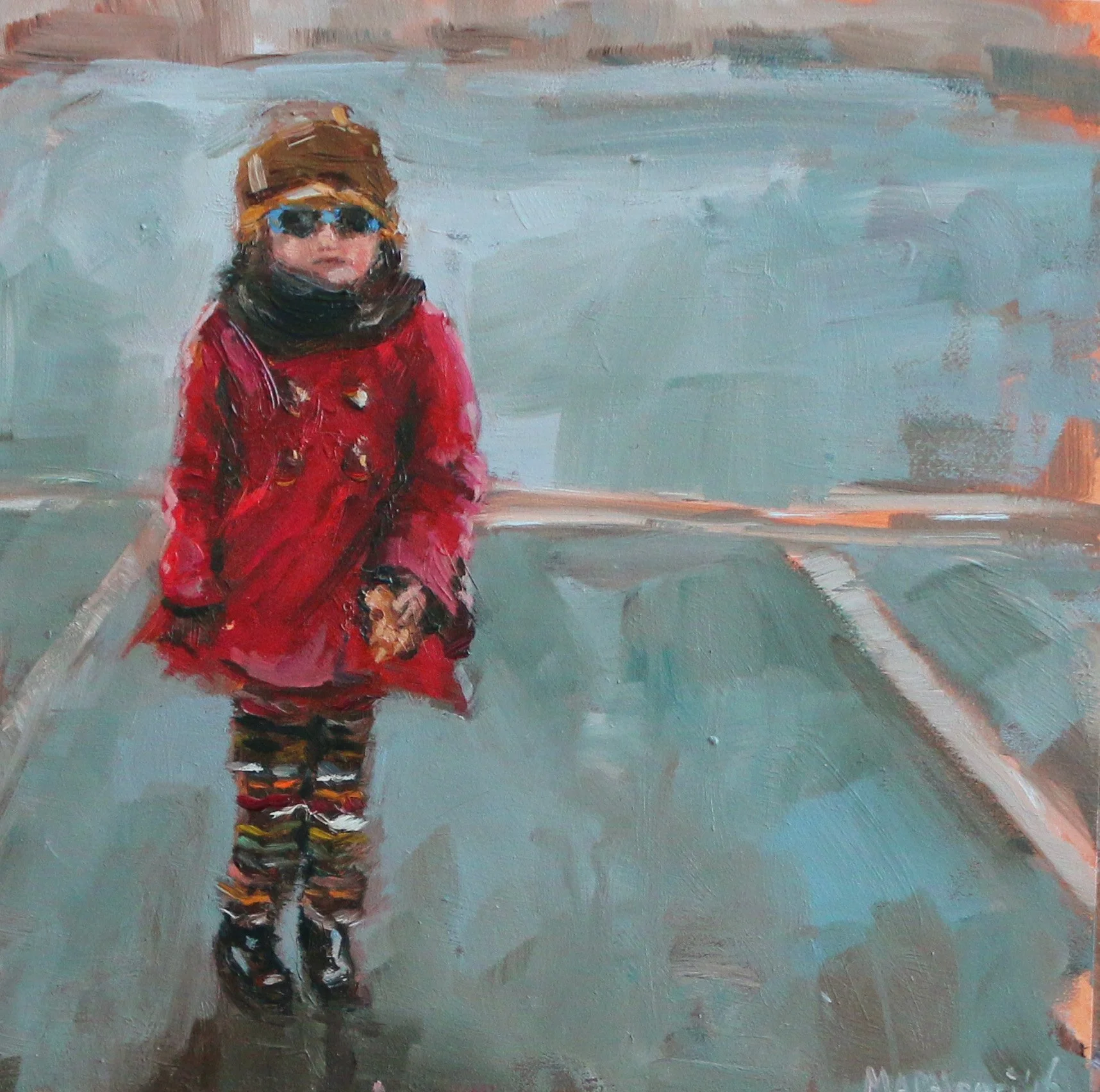 "Not letting go of the cookie", 15x15 cm, oil on panel