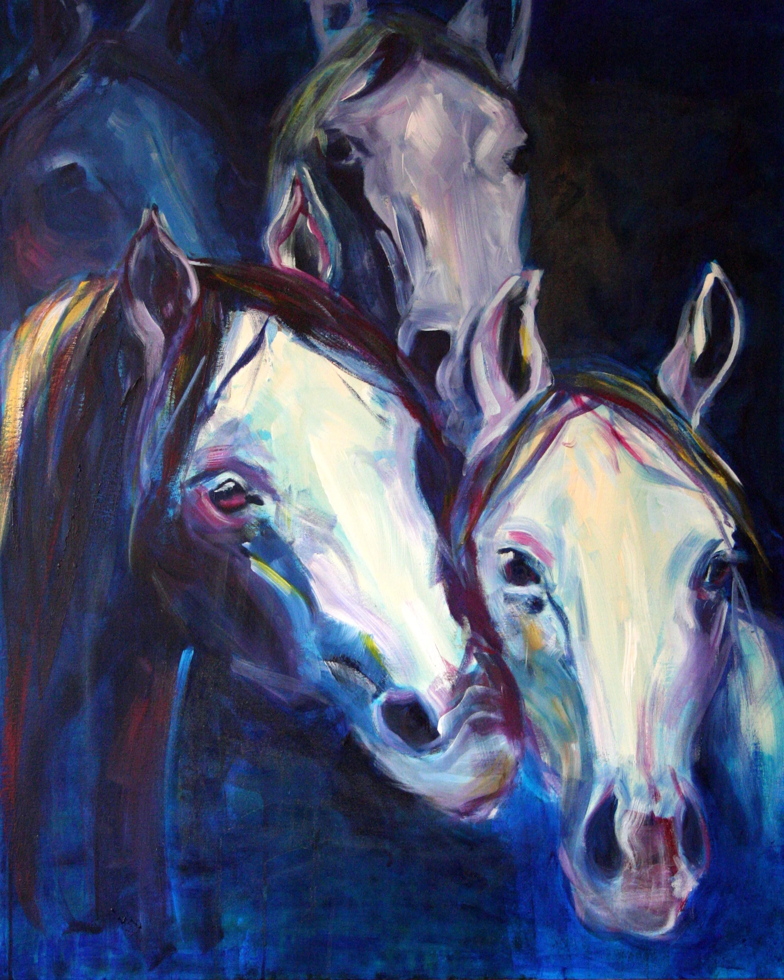 "Four horses", 80x100 cm, acrylic on canvas