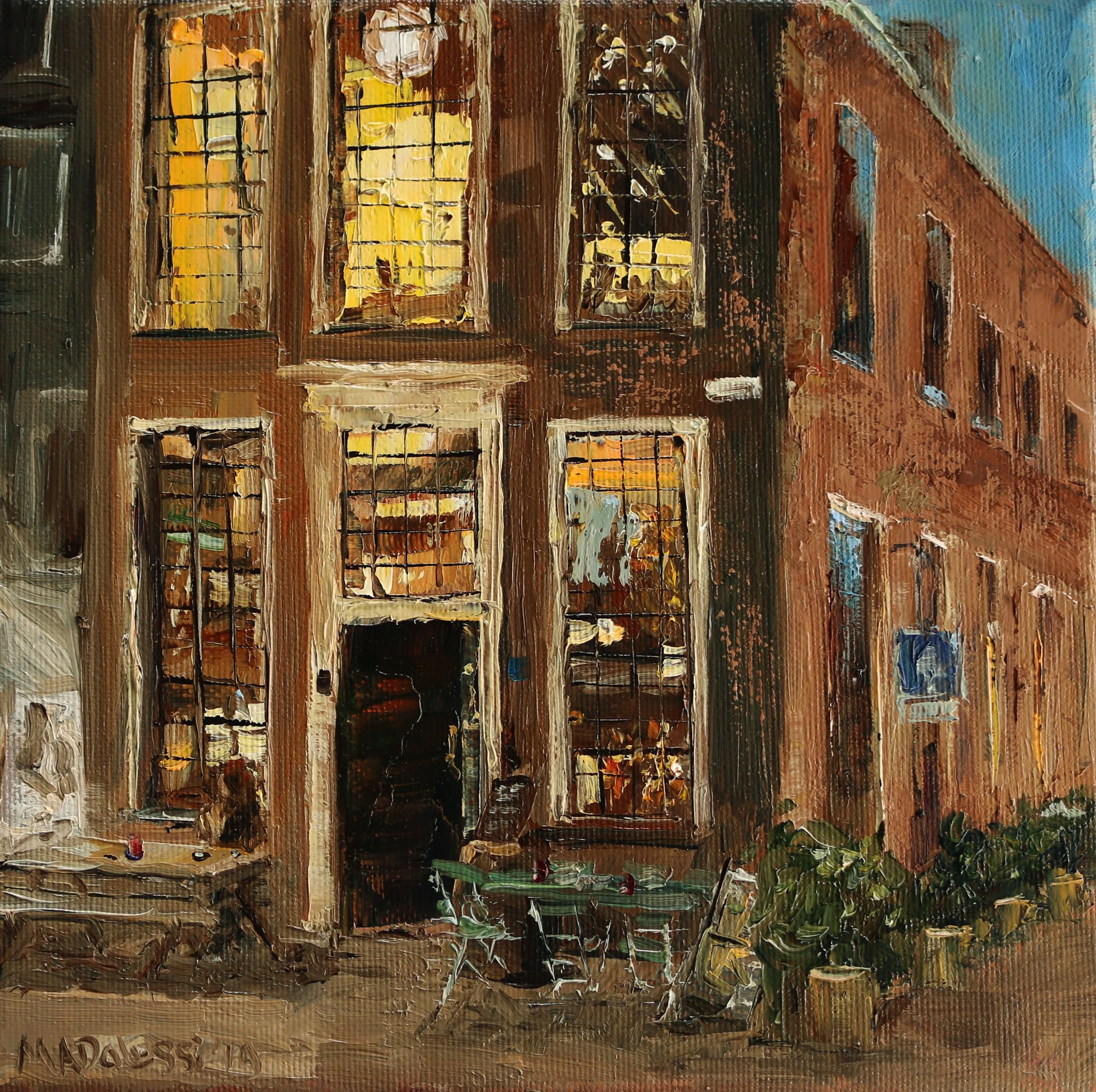 "Restaurant lights", 24x30 cm, oil on canvas