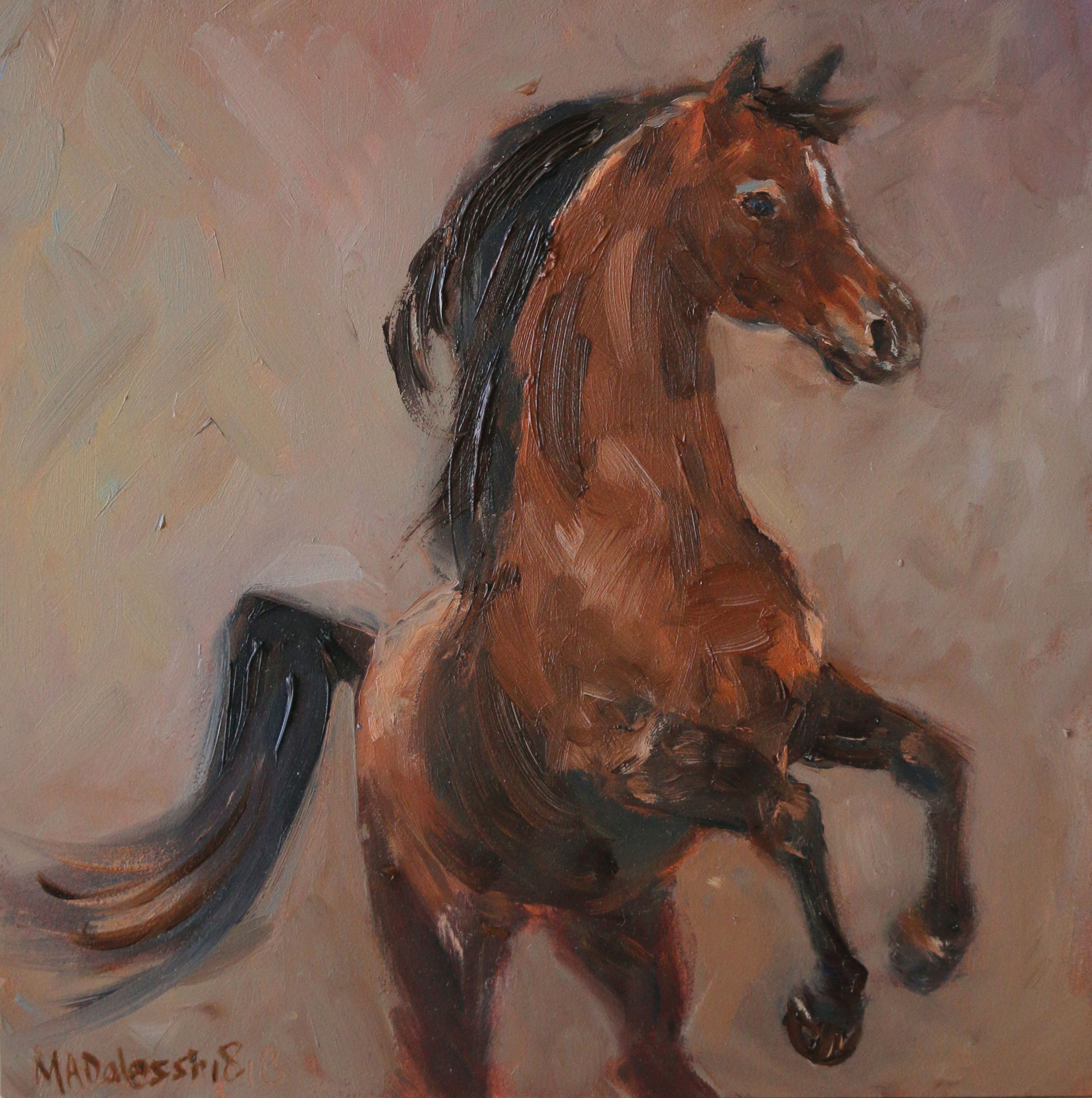 "Happy horse", 15x15 cm, oil on panel